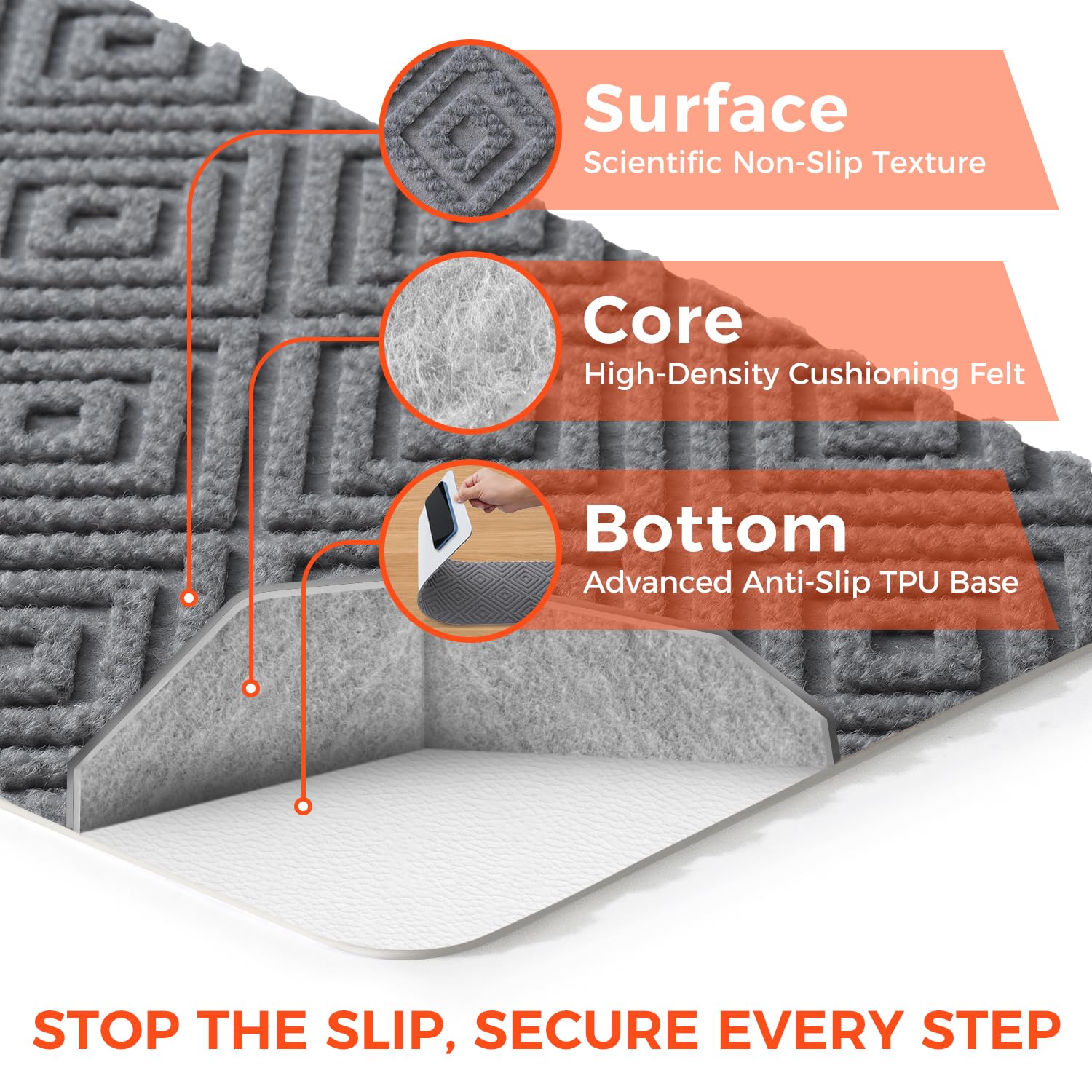 BAGAIL 15 Pack Non-Slip Stair Treads for Wooden Steps - 8"x30" Peel and Stick Carpet Stair Runners, Reusable Indoor Step Covers for Dogs, Kids & Elderly, No-Residue Adhesive, Light Gray