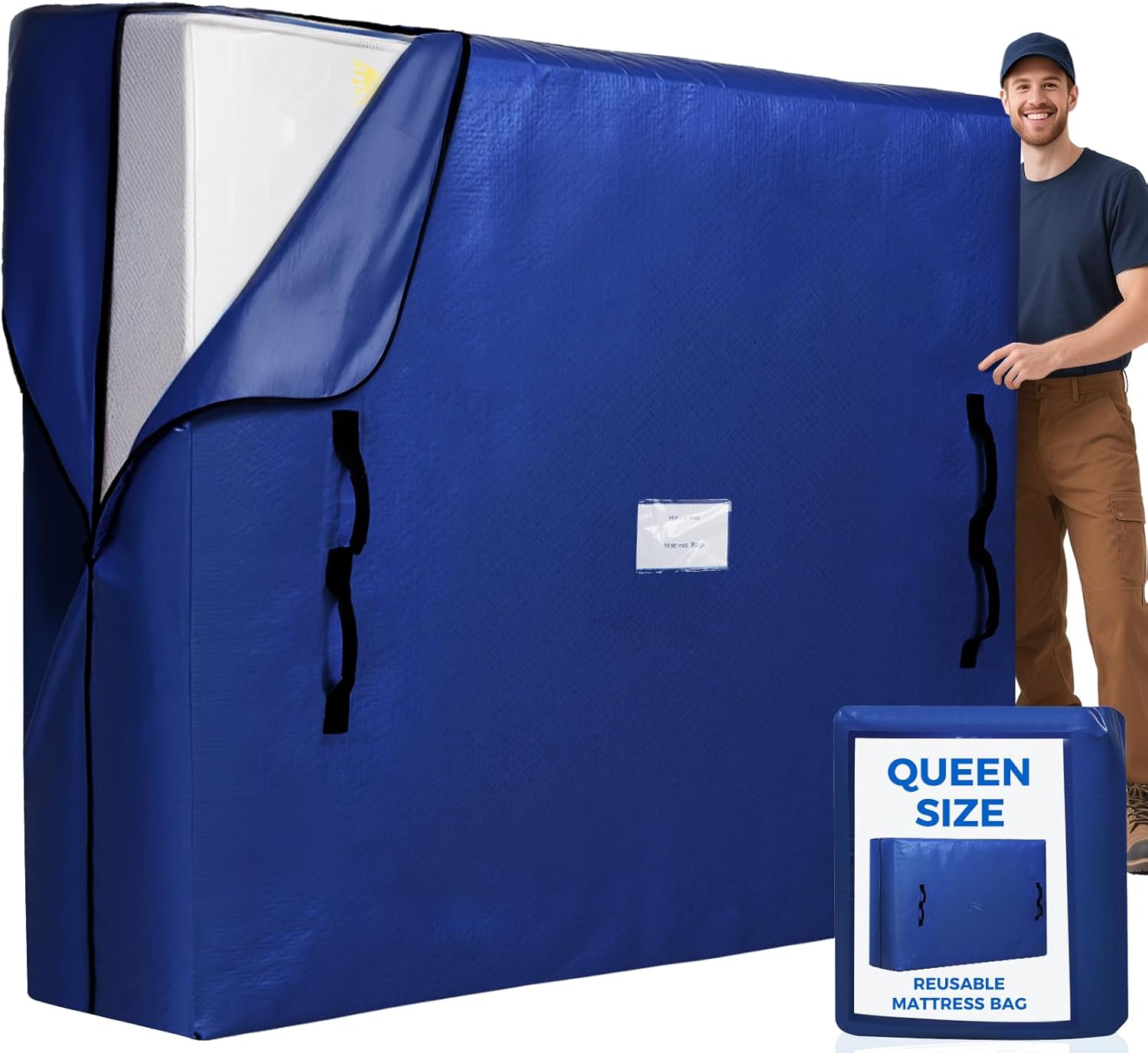 Mattress Bags for Moving, Mattress Covers with Heavy Duty Handles, Reusable 