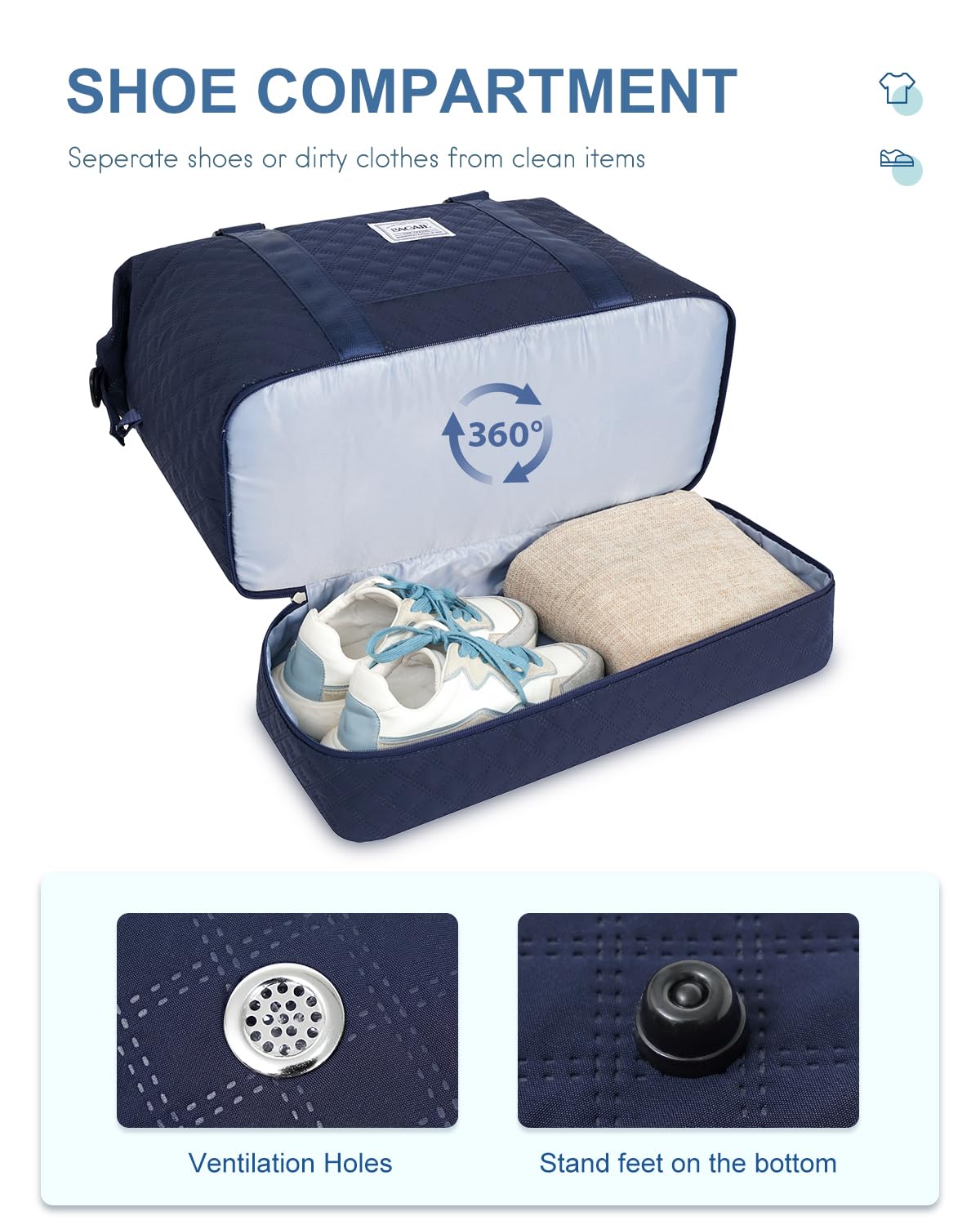 Travel Duffel Bag, Weekender Bags for Women, Overnight Gym Carry On Tote Bag with Wet Pocket,