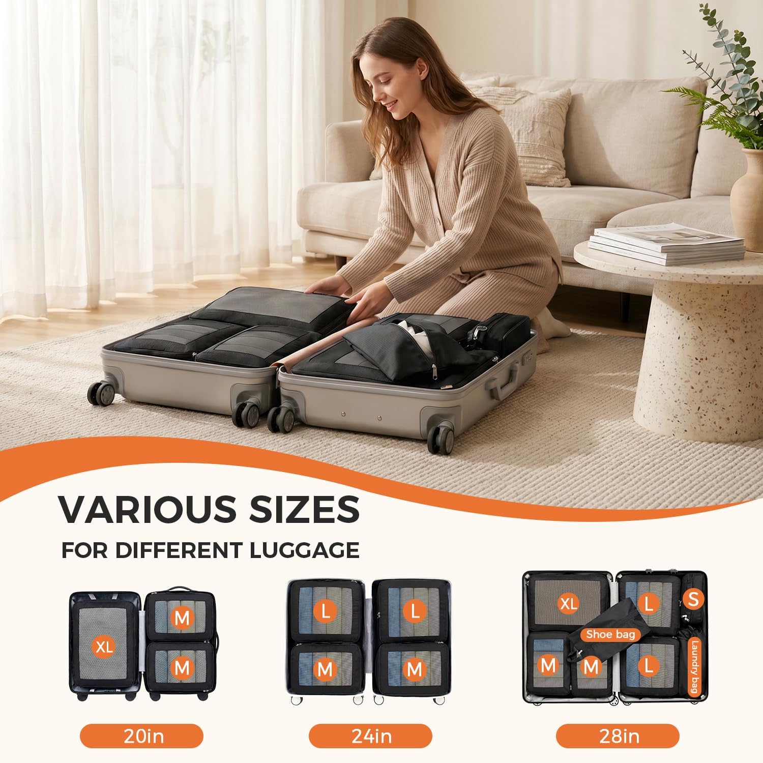 BAGAIL 8 Set Compression Packing Cubes-BAGAIL