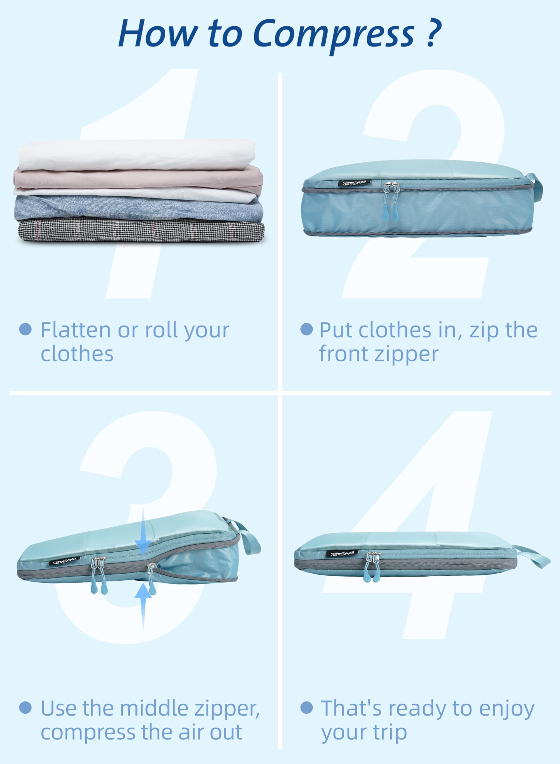 Bagail Ultralight Packing Cubes 7 Set, 3 Compression Packing Cubes 3 Packing Organizers With 1 Shoe Bag-Beige Mesh