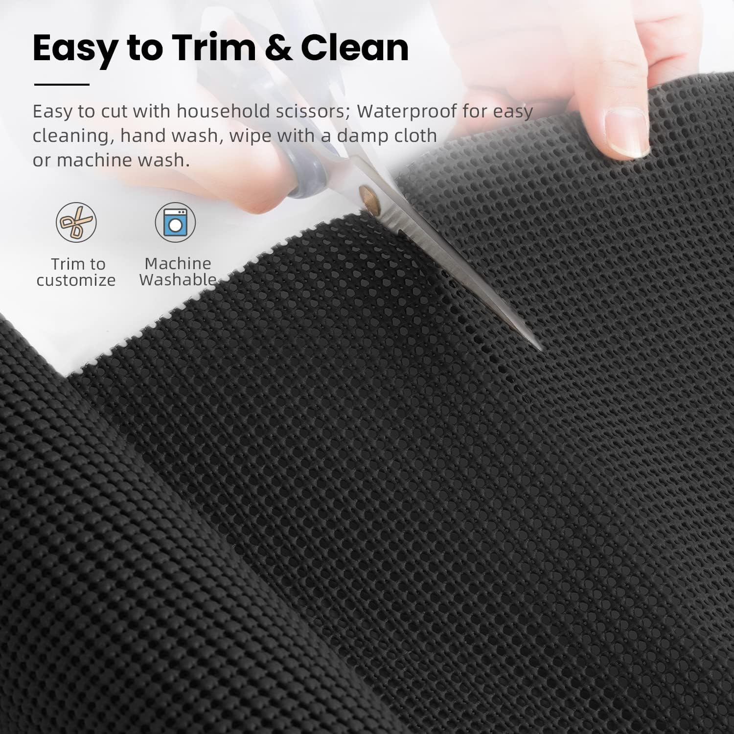 BAGAIL Drawer and Shelf Liner, 12 in X 10 Ft Non-Adhesive Shelf Liners for Kitchen Cabinets, Thick Strong Grip Liners for Desk, Shelves, Bathroom Drawers, Cabinet Protection - Black