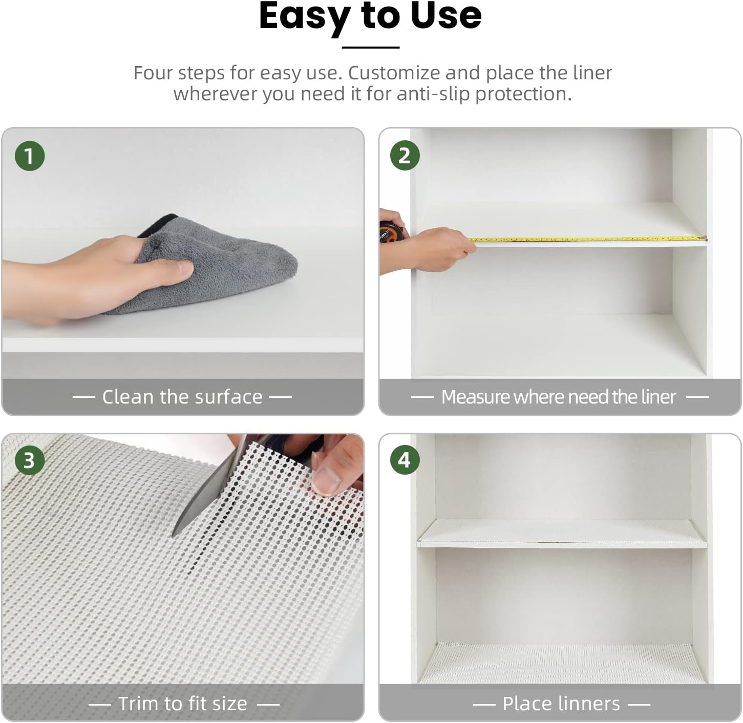 BAGAIL Drawer and Shelf Liner, 12 in X 10 Ft Non-Adhesive Shelf Liners for Kitchen Cabinets, Thick Strong Grip Liners for Desk, Shelves, Bathroom Drawers, Cabinet Protection - Black