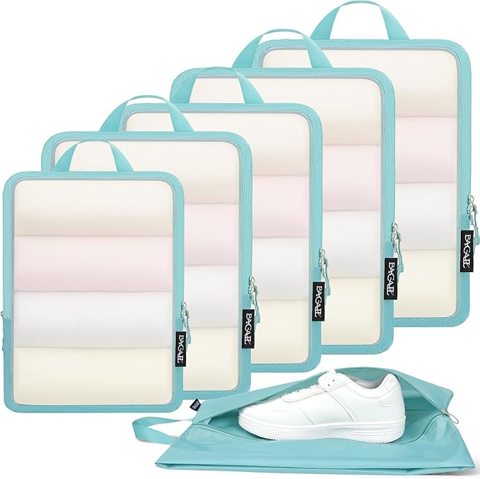 BAGAIL 6 Set Ultralight Compression Packing Cubes Packing Organizer for Travel Accessories Luggage Suitcase Backpack(70D FullMesh)