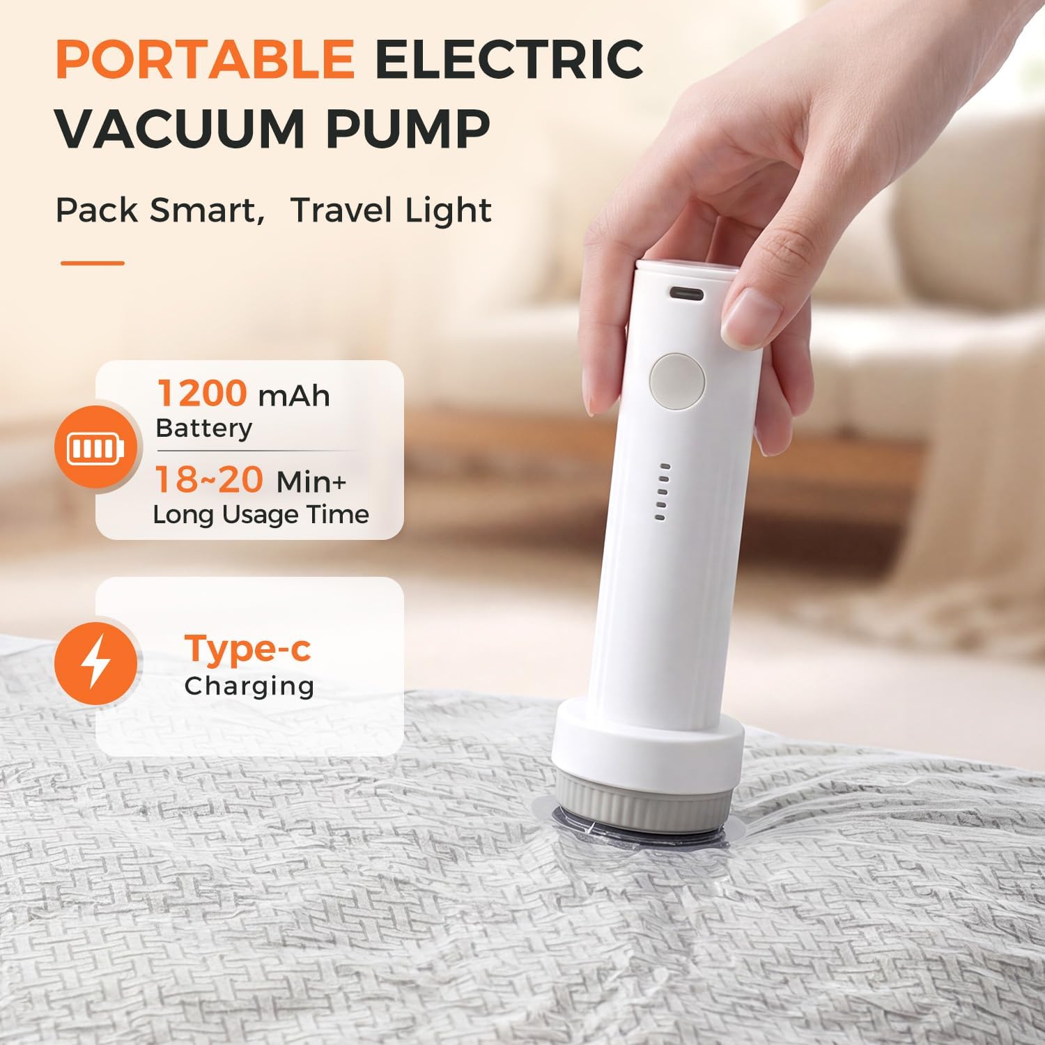 BAGAIL Vacuum Bags for Travel with Rechargeable Pump, Vacuum Storage Bags for Clothes -BAGAIL