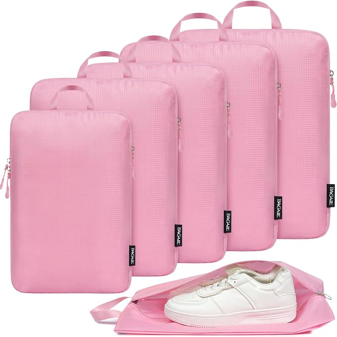 6-Set Ultralight Compression Packing Cubes: Water-Resistant Outdoor Gear Organizers with Shoe Bag – Heavy Duty Storage for Camping, Hiking & Backpacking