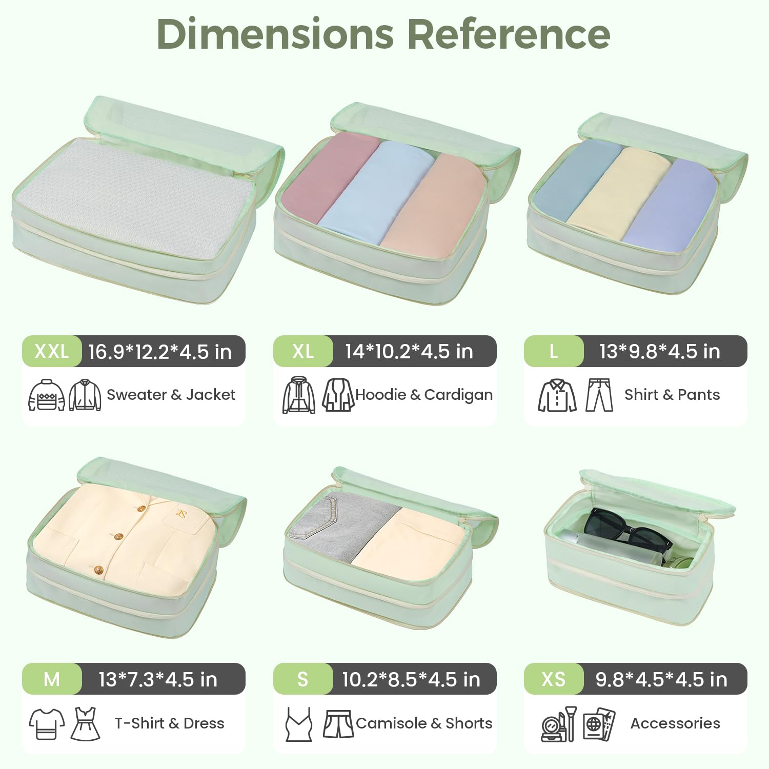 BAGAIL Durable Compression Packing Cubes for Travel,6 Set-Light Pink
