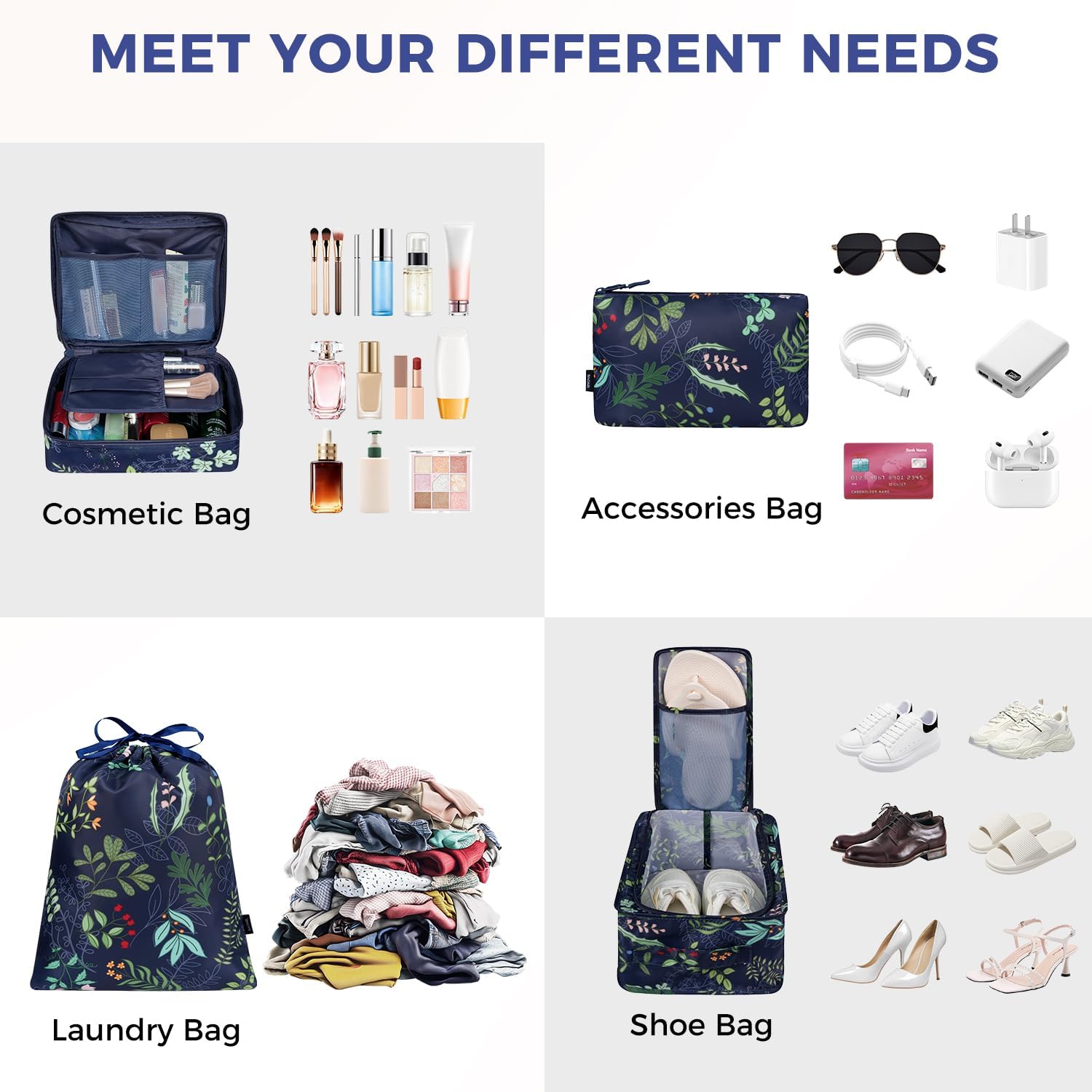  8 Set Mesh Packing Cubes with laundry bag and shoe bag