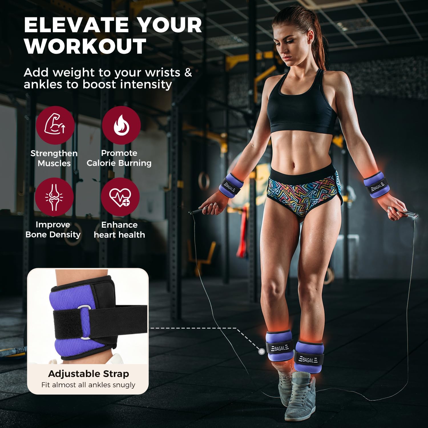 BAGAIL Ankle and Wrist Weights for Women & Men, 1 Pair 1/2/4/6/8/10 LBS Leg Weight with Sleek Design & Secure Fit, Arm Weighted Set for Walking, Running, Home Fitness & Physical Therapy