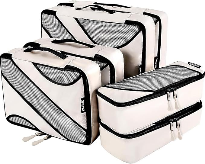 6 Set half mesh Packing Cubes -Various Sizes Travel Luggage Packing Organizers