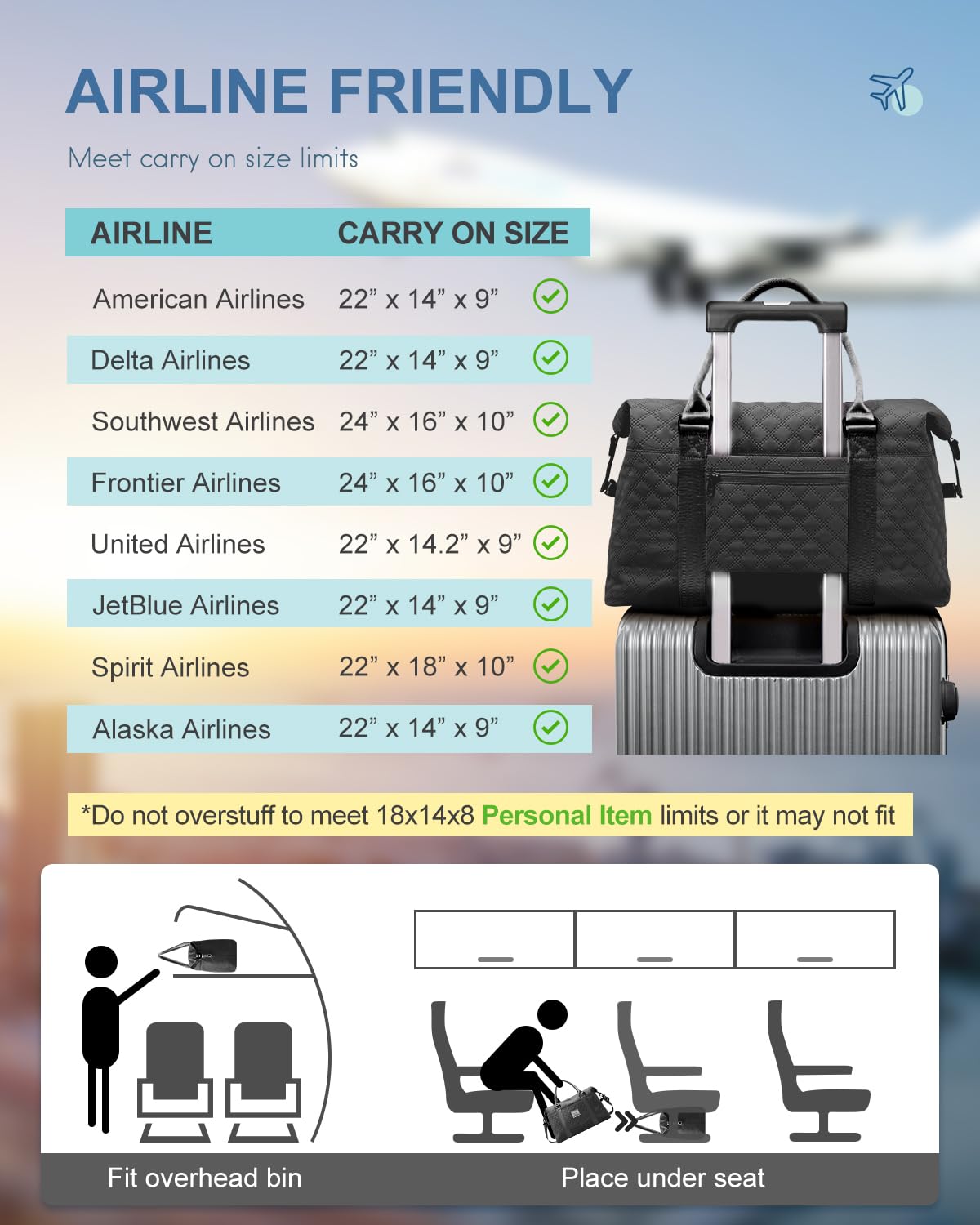 Travel Duffel Bag, Weekender Bags for Women, Overnight Gym Carry On Tote Bag with Wet Pocket,