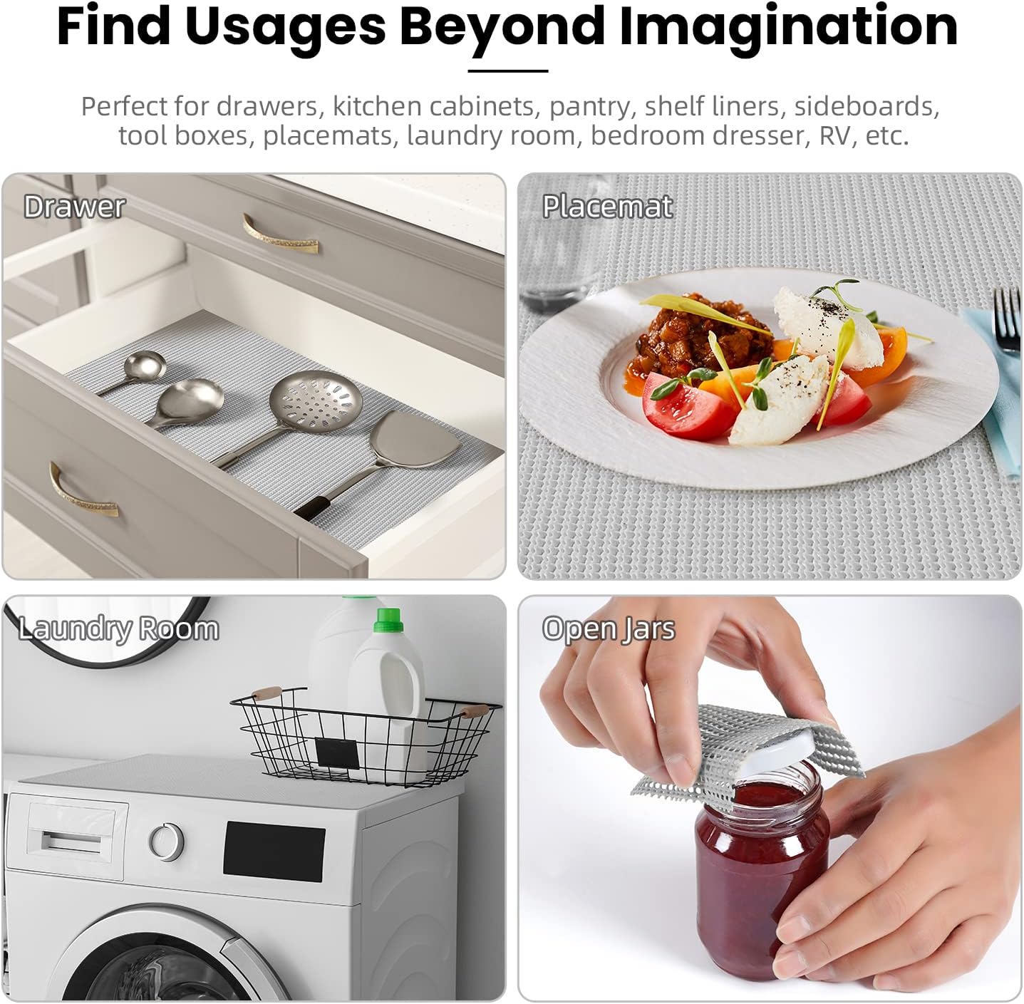 BAGAIL Drawer and Shelf Liner, 12 in X 10 Ft Non-Adhesive Shelf Liners for Kitchen Cabinets, Thick Strong Grip Liners for Desk, Shelves, Bathroom Drawers, Cabinet Protection - Black