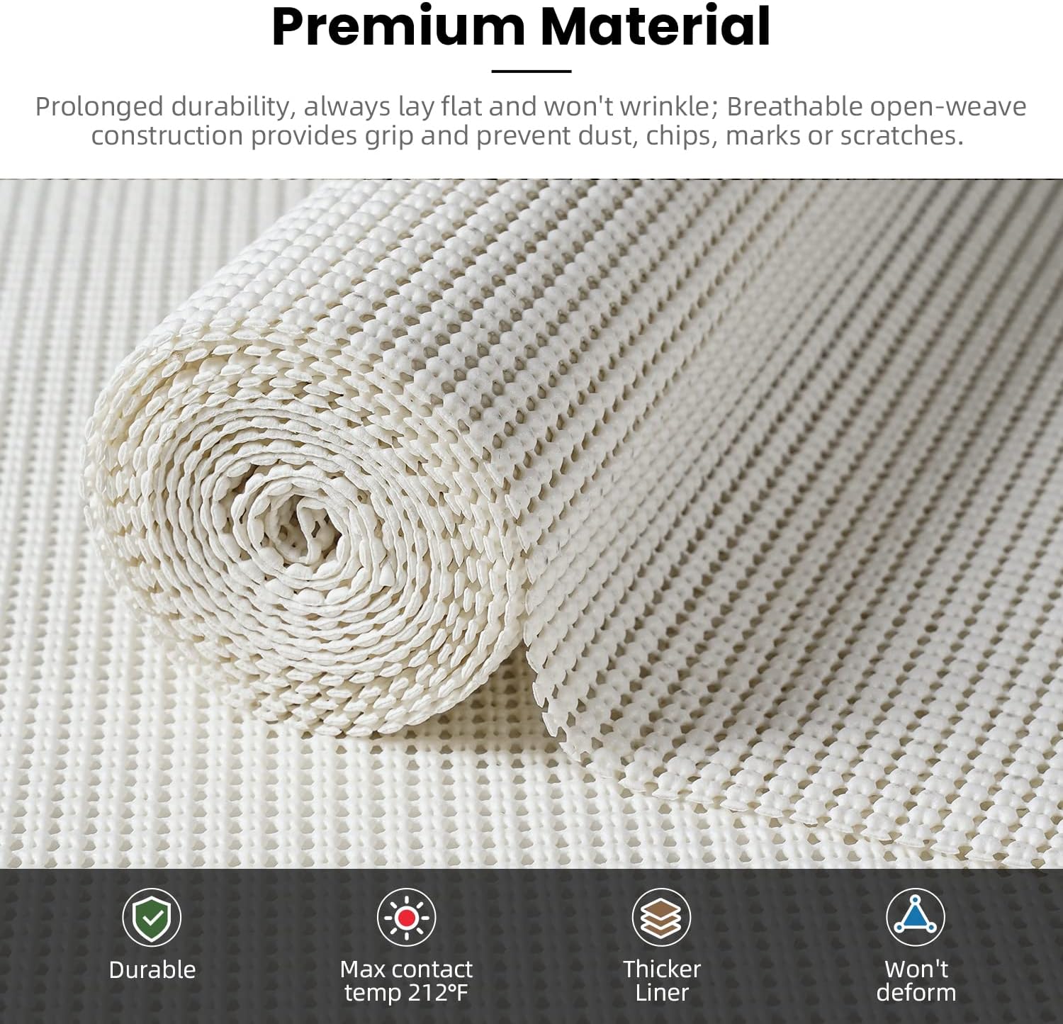 BAGAIL Drawer and Shelf Liner, 12 in X 10 Ft Non-Adhesive Shelf Liners for Kitchen Cabinets, Thick Strong Grip Liners for Desk, Shelves, Bathroom Drawers, Cabinet Protection - Black