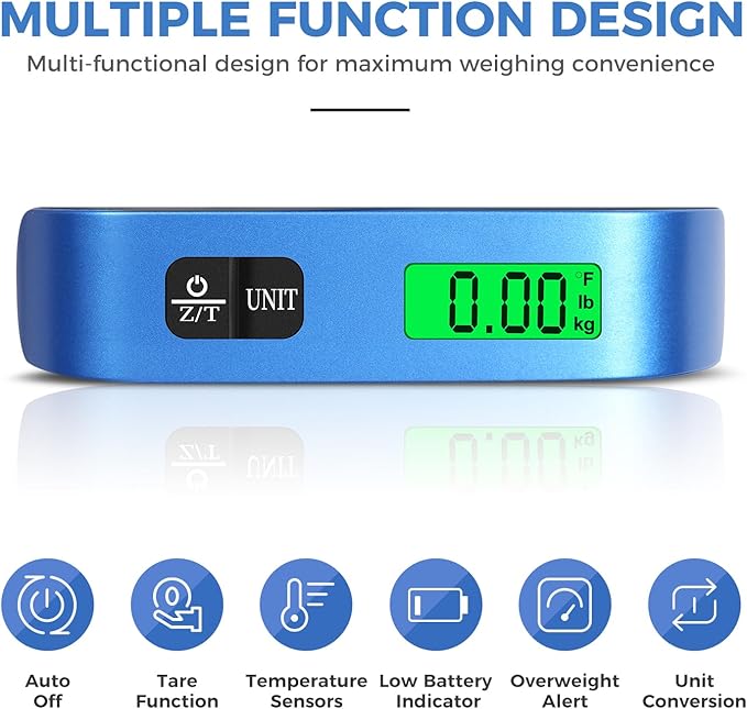 Luggage Scale, 110lbs Hanging Baggage Scale with Backlit LCD Display