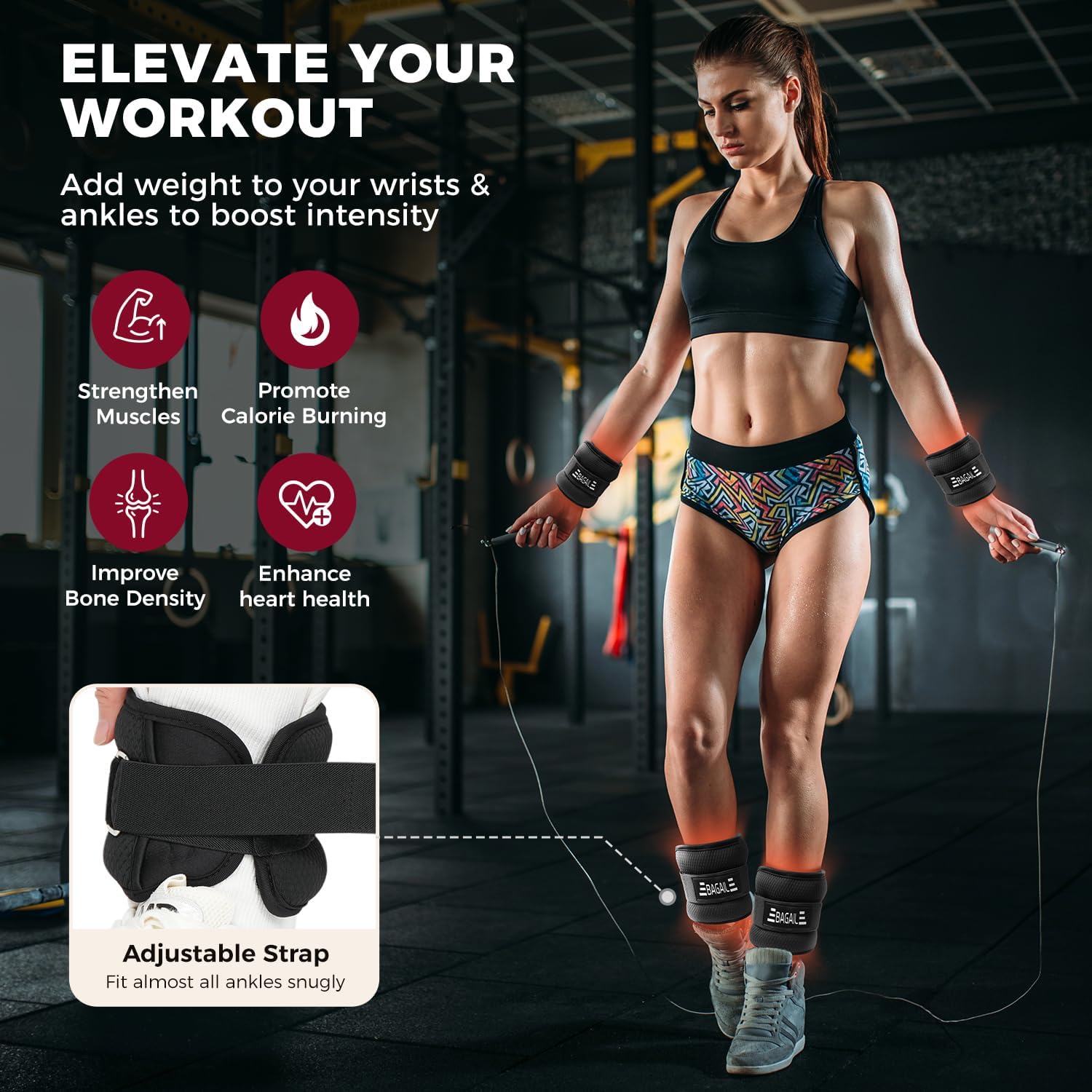 BAGAIL Ankle and Wrist Weights for Women & Men, 1 Pair 1/2/4/6/8/10 LBS Leg Weight with Sleek Design & Secure Fit, Arm Weighted Set for Walking, Running, Home Fitness & Physical Therapy