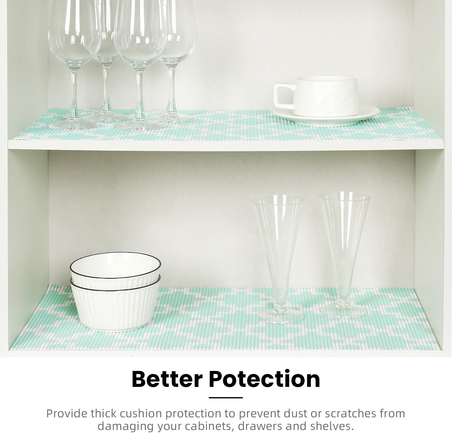 BAGAIL Drawer and Shelf Liner, 12 in X 10 Ft Non-Adhesive Shelf Liners for Kitchen Cabinets, Thick Strong Grip Liners for Desk, Shelves, Bathroom Drawers, Cabinet Protection - Black