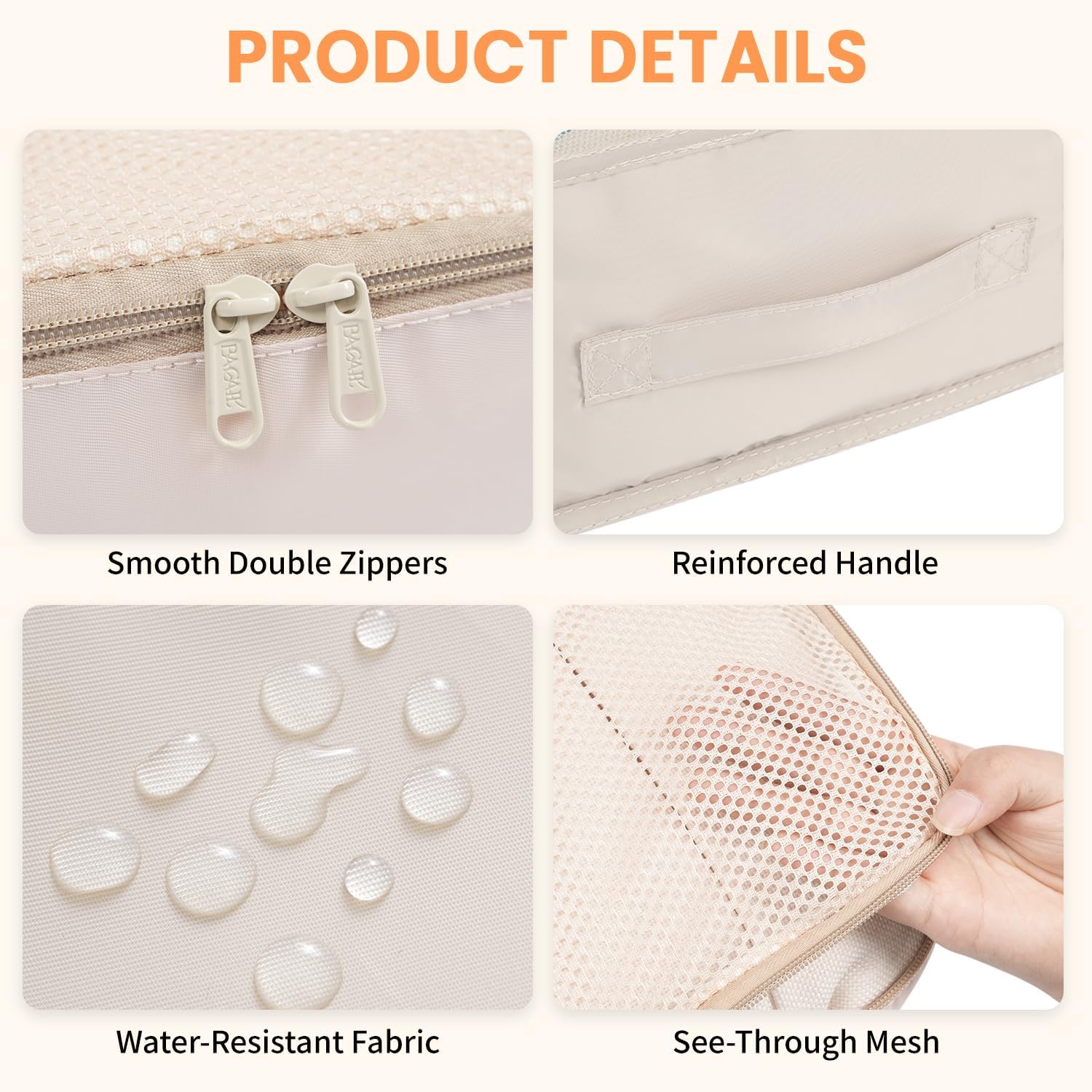 BAGAIL 6 Set Packing Cubes Luggage Packing Organizers for Travel Accessories