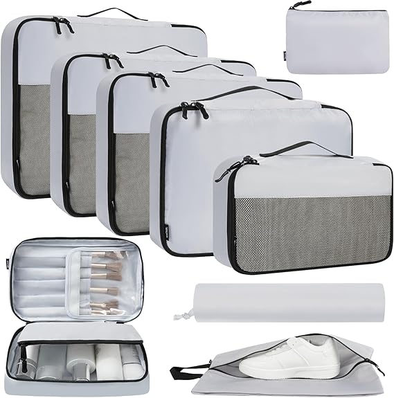 Half Mesh 8 Set Packing Cubes Luggage Packing Organizers for Travel Accessories