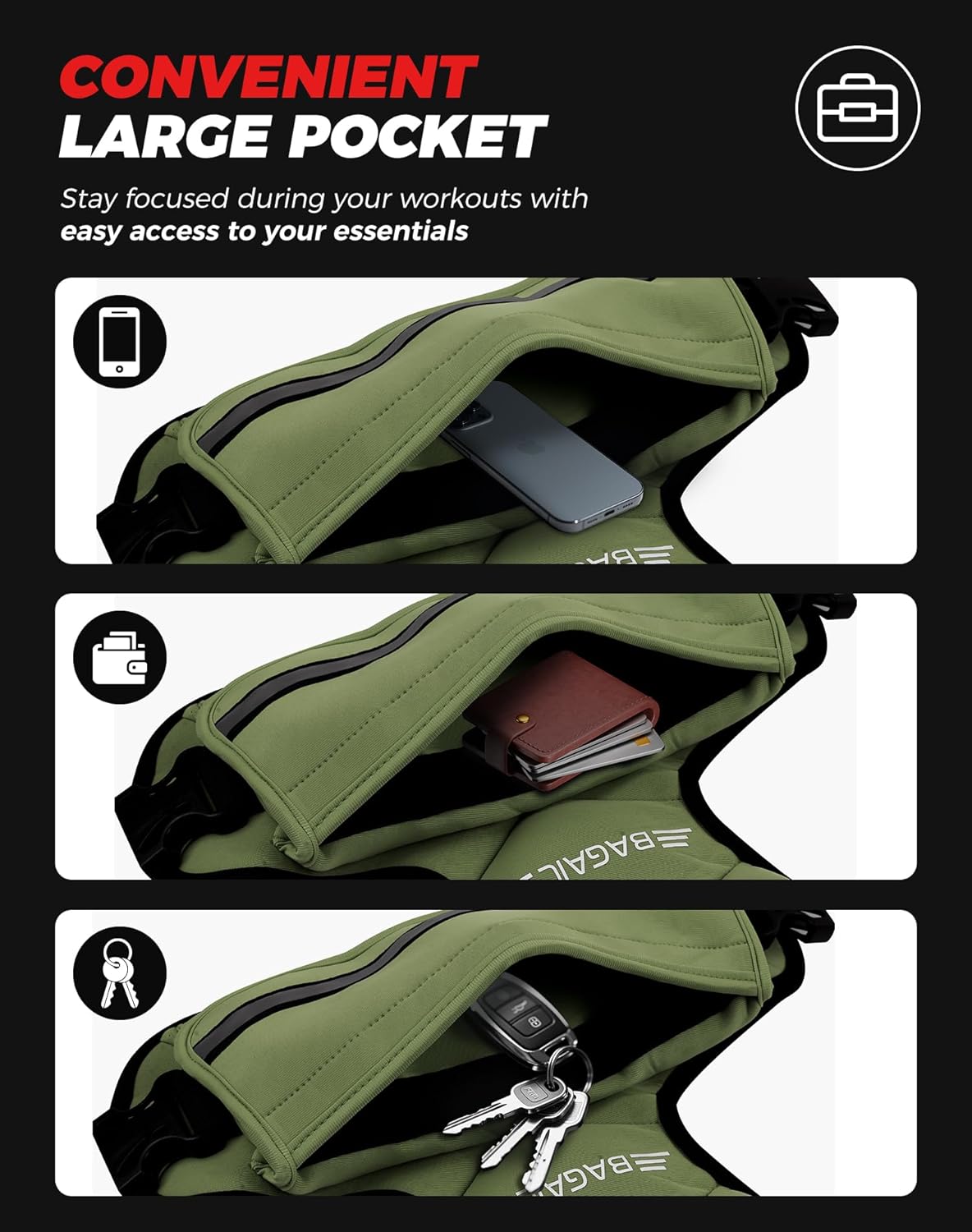 BAGAIL Adjustable Weighted Vest 4-10lb/12-18lb/20-32lb, Comfortable X-Shape & U-Neck Weight Vest for Women and Men Walking with 6 Removable Weights, Large Pocket and Reflective Strips