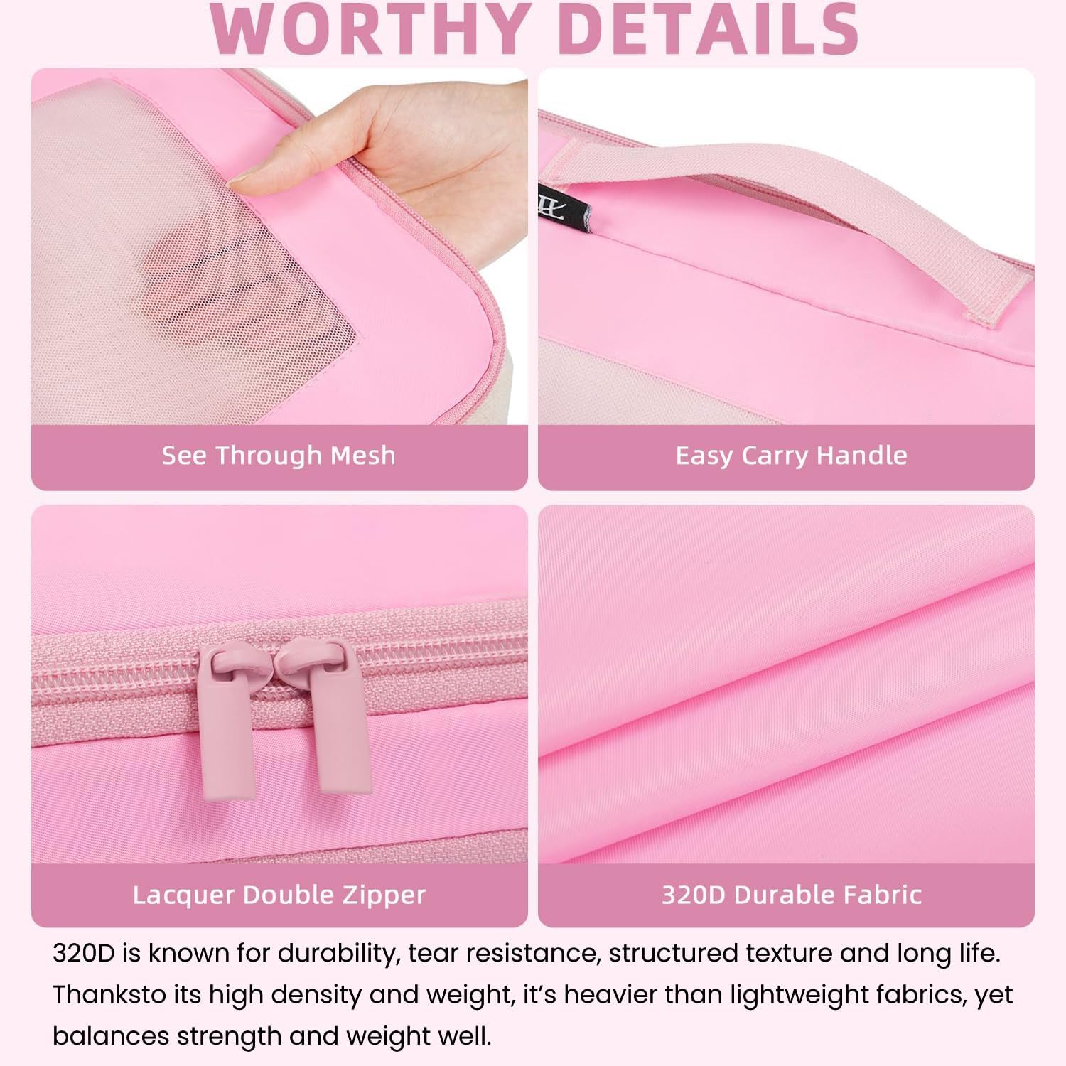 Square Mesh 6 Set Compression Packing Cubes Travel Accessories Expandable Packing Organizers 