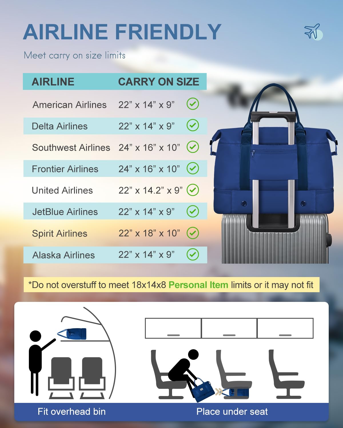 Travel Duffel Bag, Weekender Bags for Women, Overnight Gym Carry On Tote Bag with Wet Pocket,