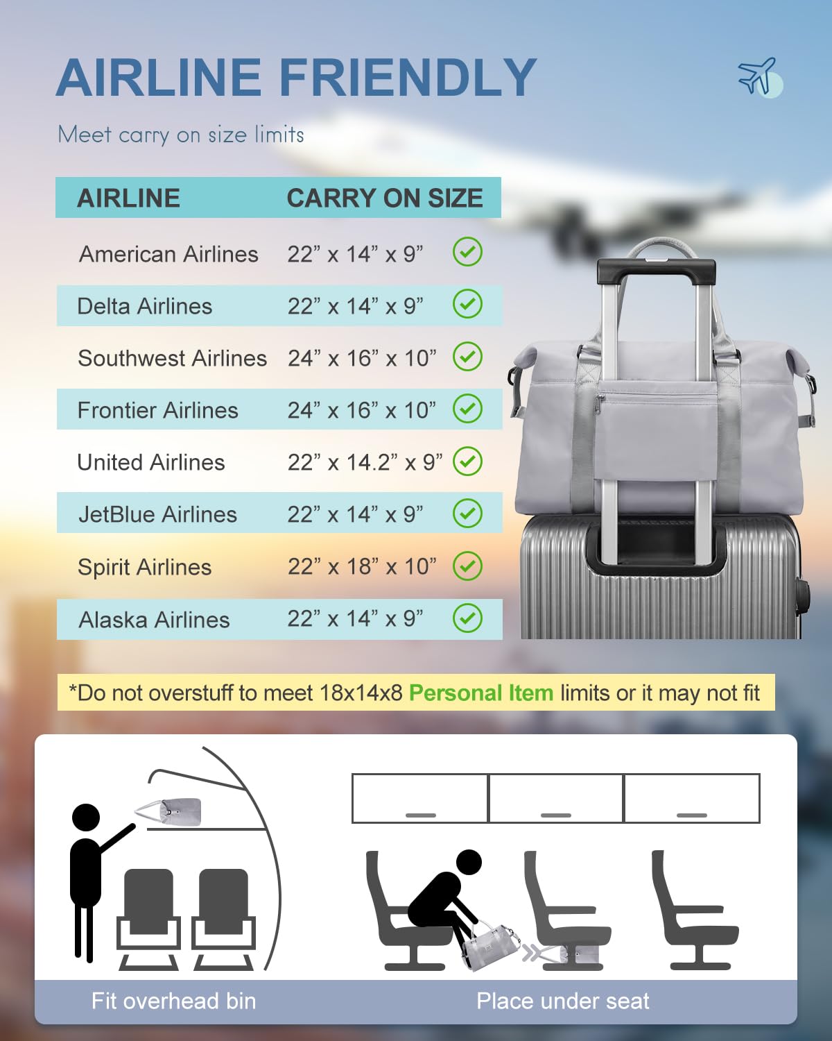 Travel Duffel Bag, Weekender Bags for Women, Overnight Gym Carry On Tote Bag with Wet Pocket,