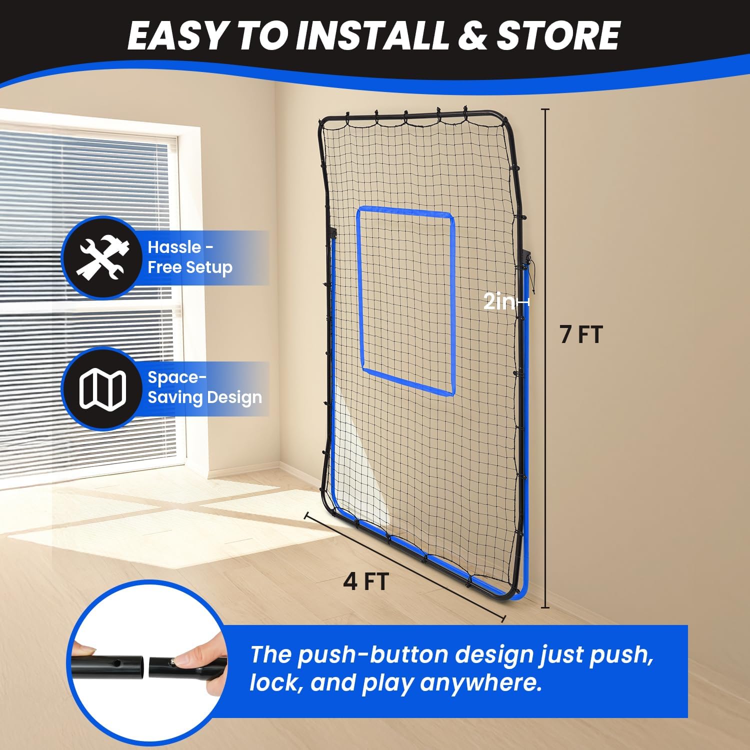 BAGAIL Volleyball Rebounder Net 7x4 Ft, Bounce Back Training Equipment with Adjustable Angles for Practicing Volleying, Bumping, Spiking, Easy Set Up & Sturdy Base for Multi Sports