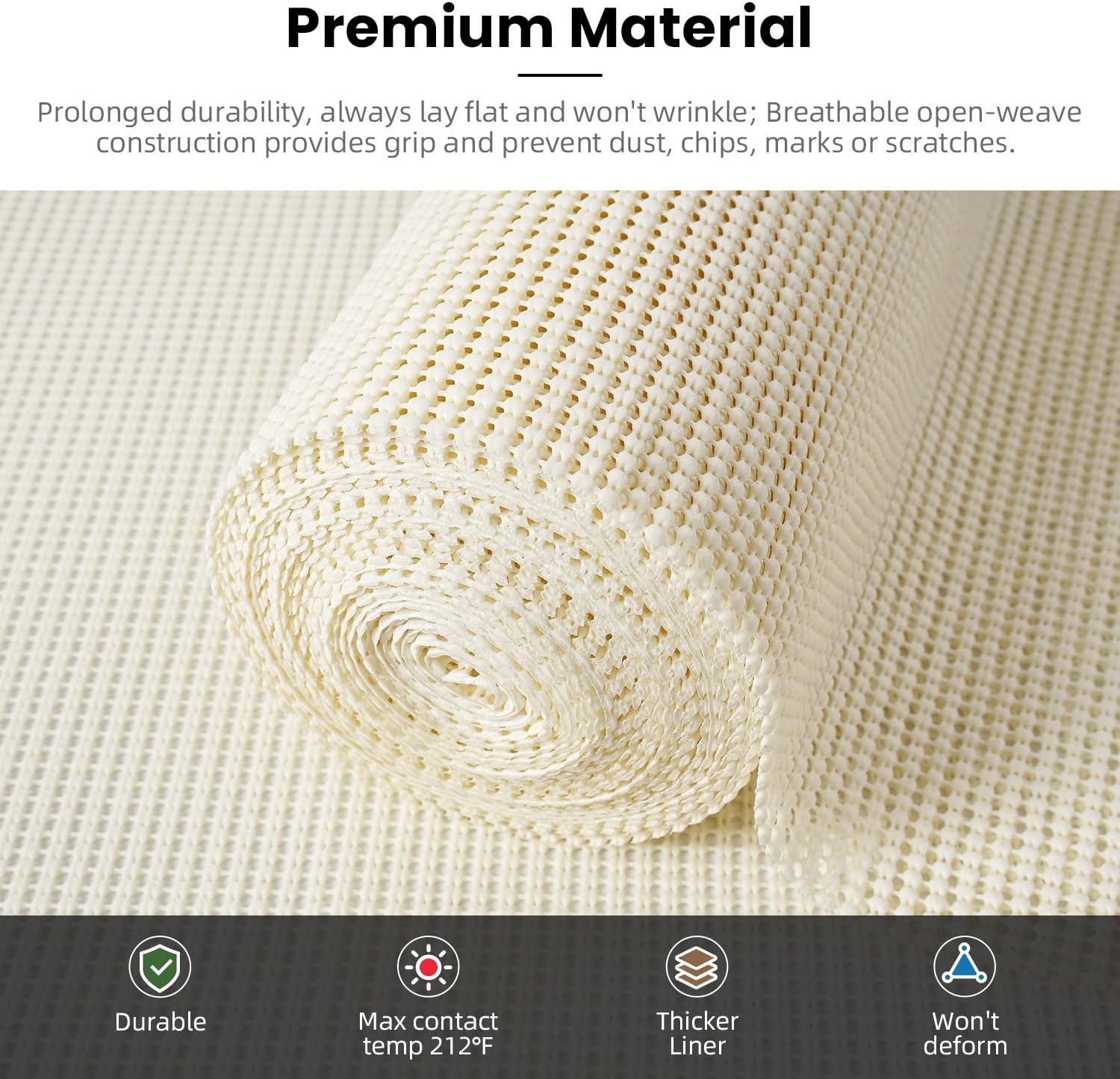 BAGAIL Drawer and Shelf Liner, 12 in X 10 Ft Non-Adhesive Shelf Liners for Kitchen Cabinets, Thick Strong Grip Liners for Desk, Shelves, Bathroom Drawers, Cabinet Protection - Black