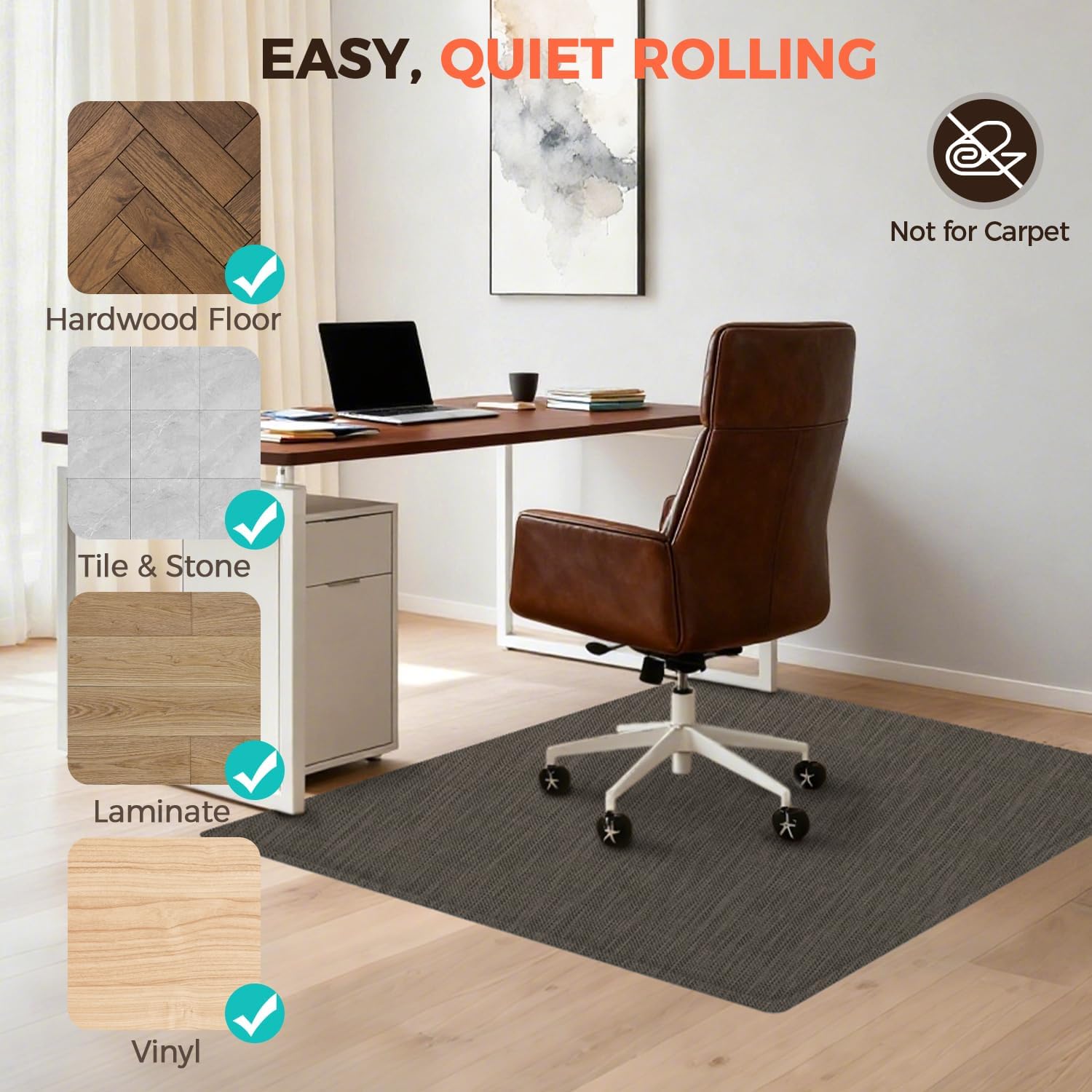 BAGAIL Office Chair Mat for Hardwood Floor, Heavy Duty Computer Chair Mat - Fast Flat & Smooth Glide - Non-Slip Desk Chair Floor Protector for Home Office