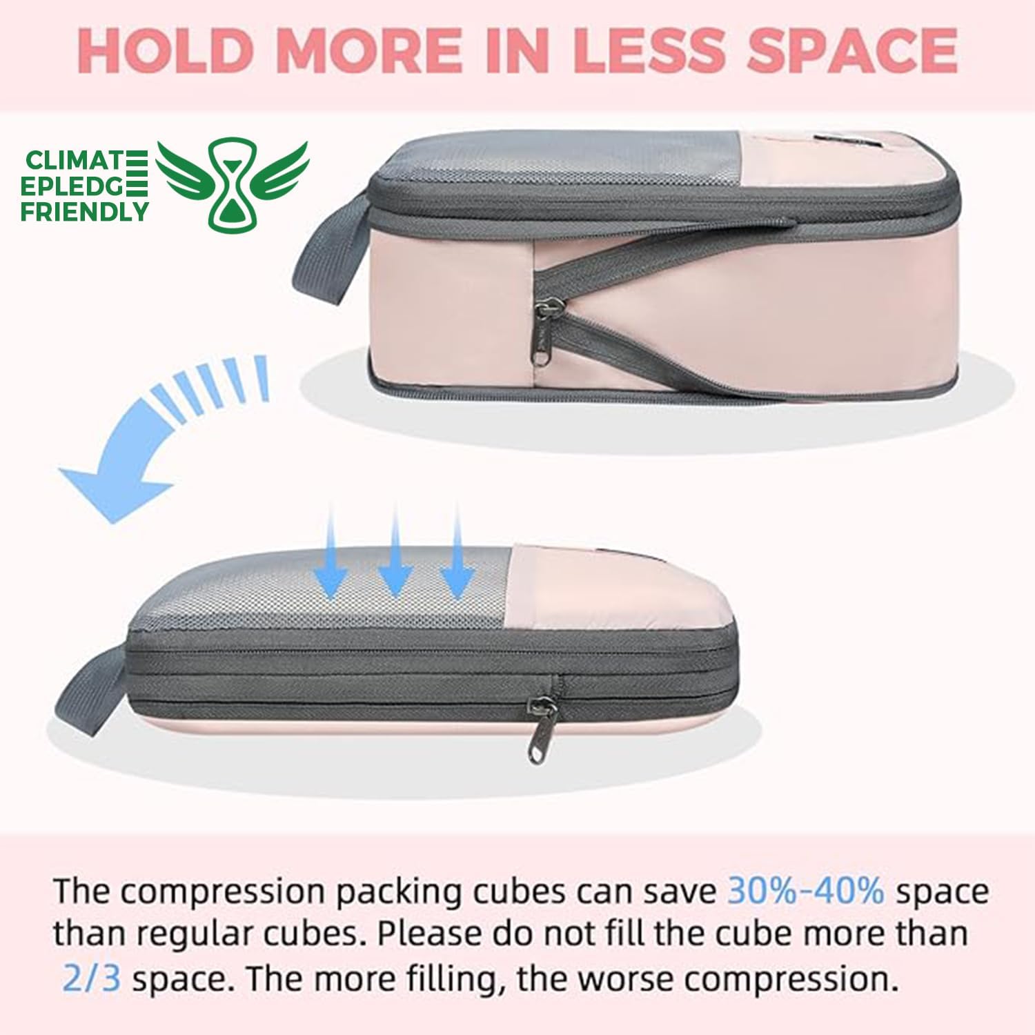 6 Set Label & Half Mesh Compression Packing Cubes with Packing List