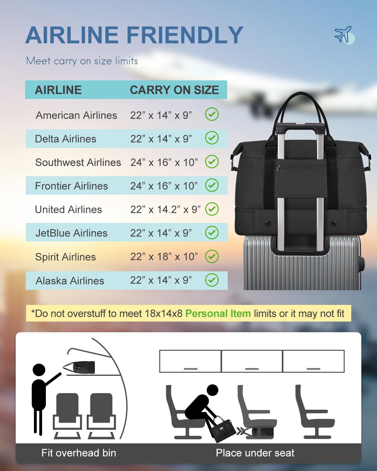 Travel Duffel Bag, Weekender Bags for Women, Overnight Gym Carry On Tote Bag with Wet Pocket,