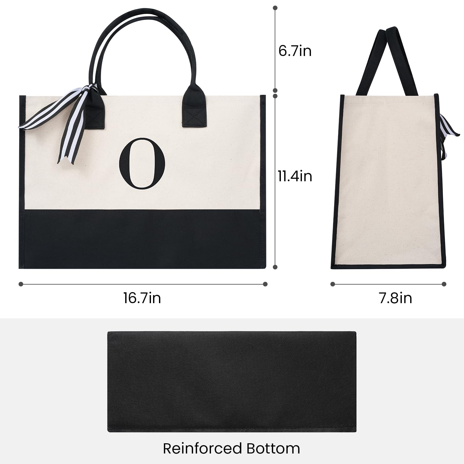 BAGAIL Initial Tote Bag, Personalized Birthday Gifts for Women, Teacher, Friends, Mom, Wedding, Monogrammed Beach Bag(1pcs-Ivory, S)