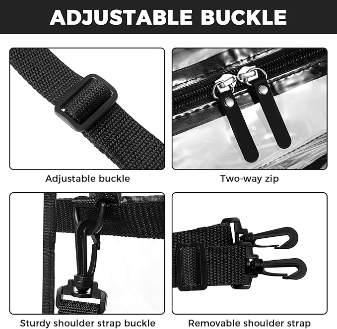 Clear Tote bags,Stadium Approved ,Crossbody Messenger Shoulder Bag with Adjustable Strap