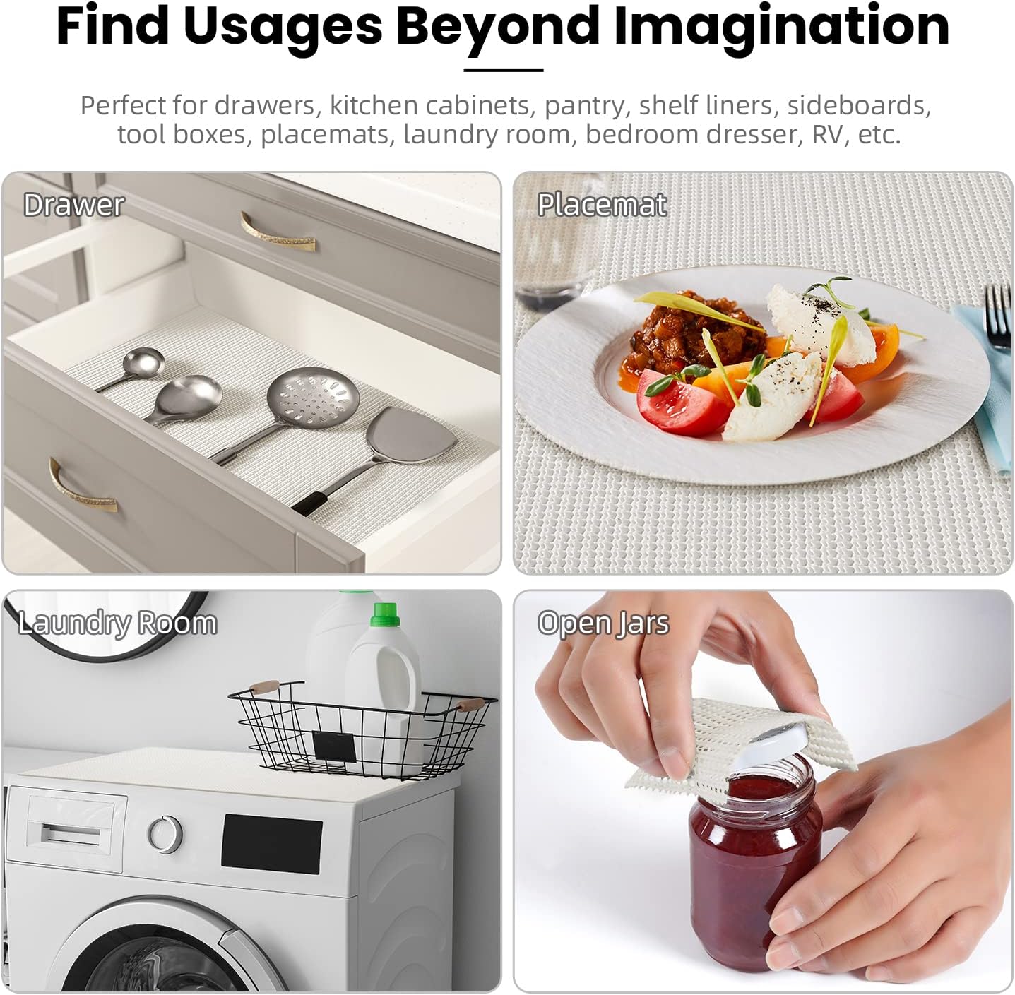 BAGAIL Drawer and Shelf Liner, 12 in X 10 Ft Non-Adhesive Shelf Liners for Kitchen Cabinets, Thick Strong Grip Liners for Desk, Shelves, Bathroom Drawers, Cabinet Protection - Black