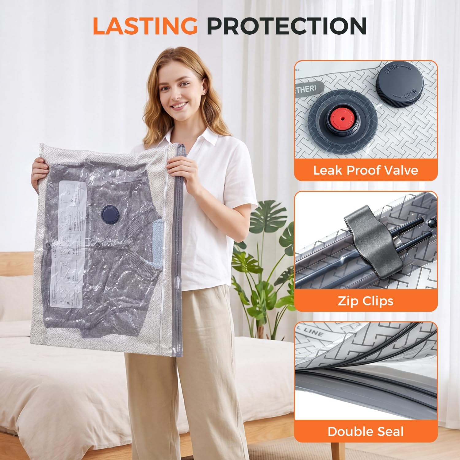 BAGAIL Vacuum Bags for Travel with Rechargeable Pump, Vacuum Storage Bags for Clothes -BAGAIL