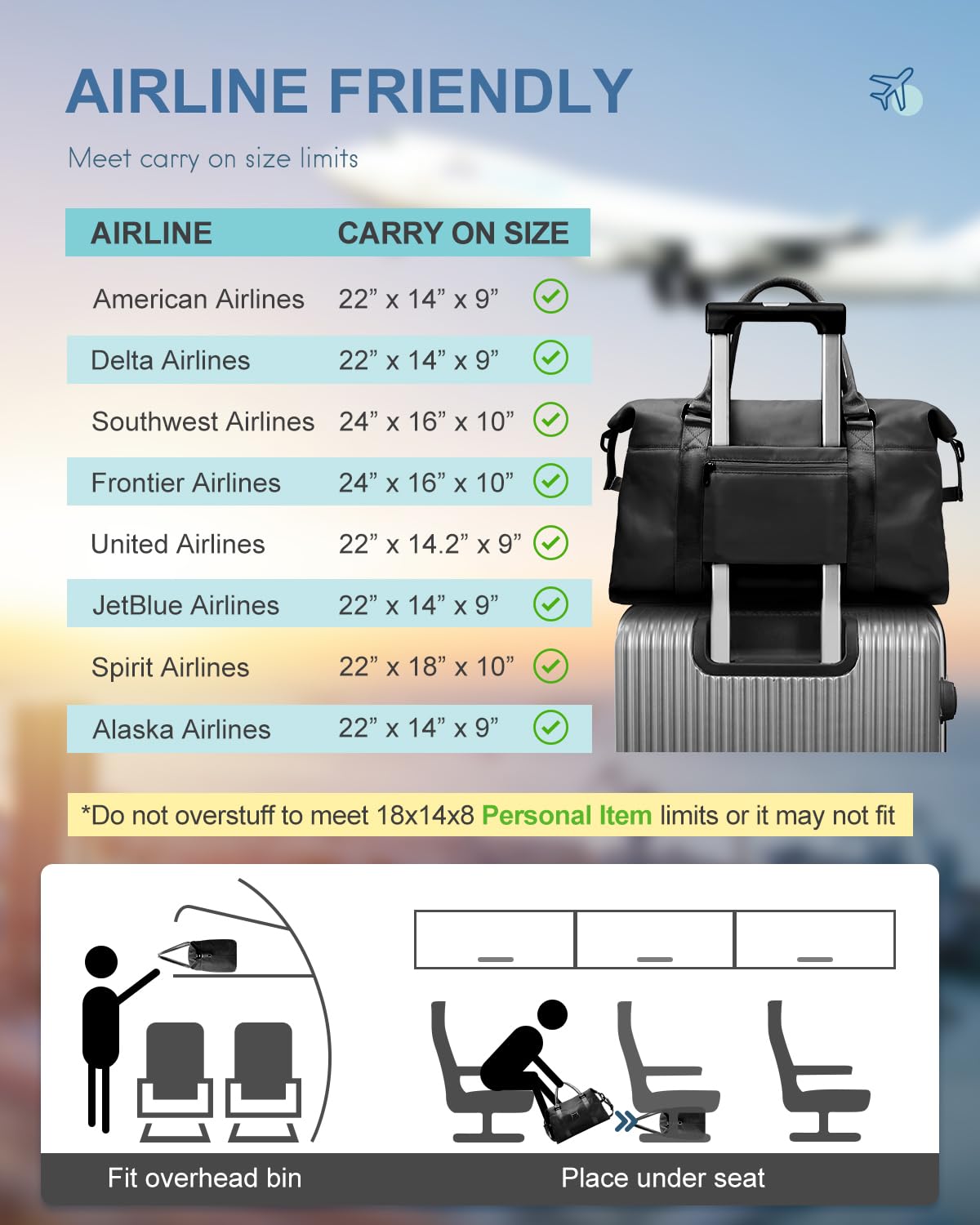 Travel Duffel Bag, Weekender Bags for Women, Overnight Gym Carry On Tote Bag with Wet Pocket,