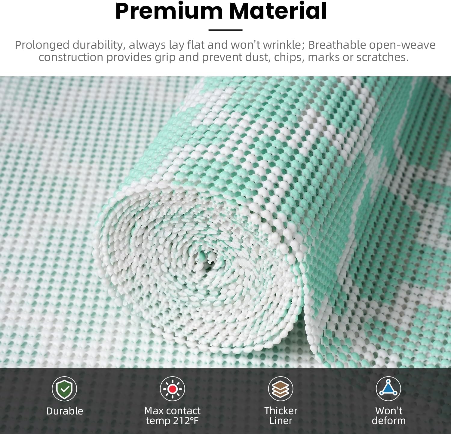 BAGAIL Drawer and Shelf Liner, 12 in X 10 Ft Non-Adhesive Shelf Liners for Kitchen Cabinets, Thick Strong Grip Liners for Desk, Shelves, Bathroom Drawers, Cabinet Protection - Black