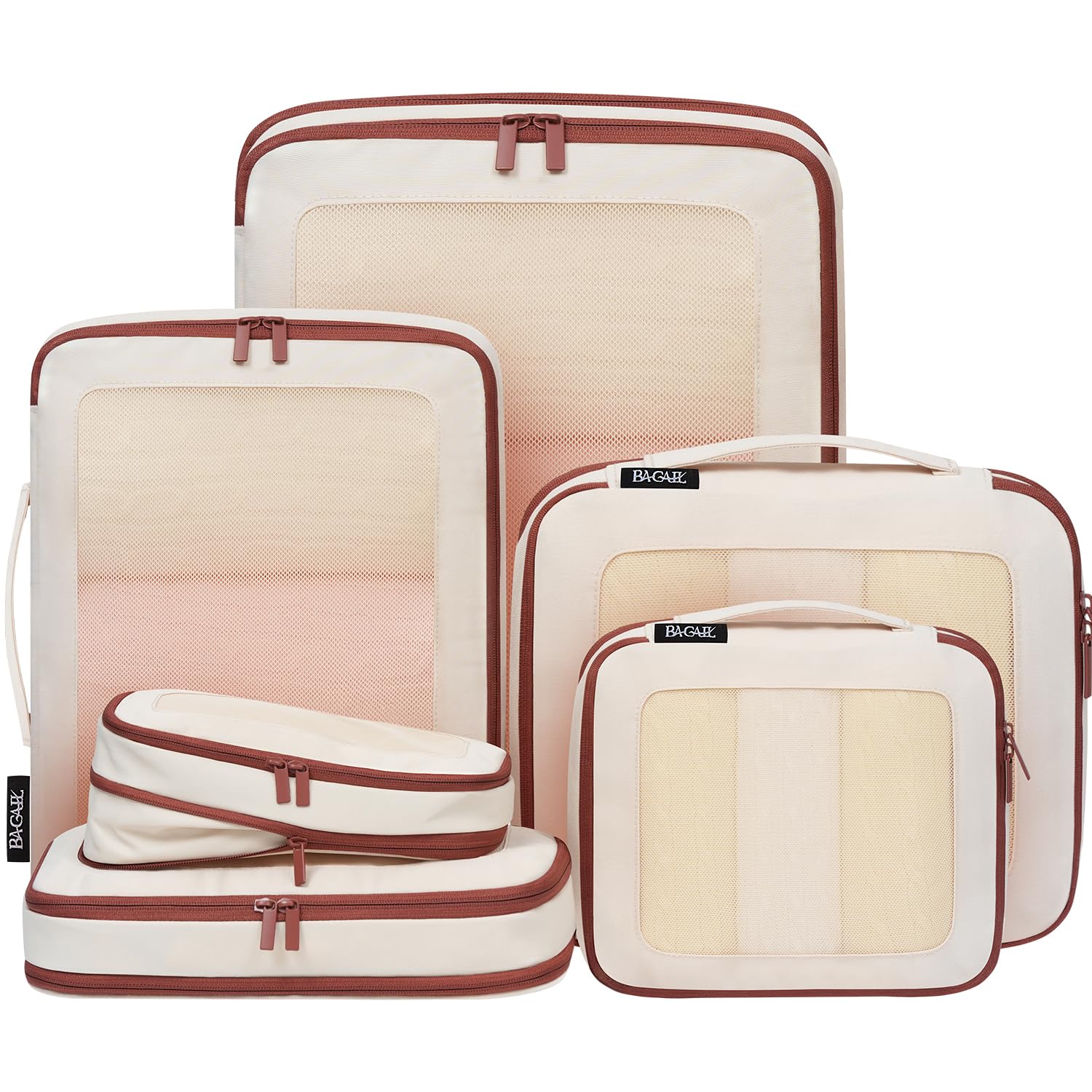 BAGAIL Durable Compression Packing Cubes for Travel,6 Set-Light Pink
