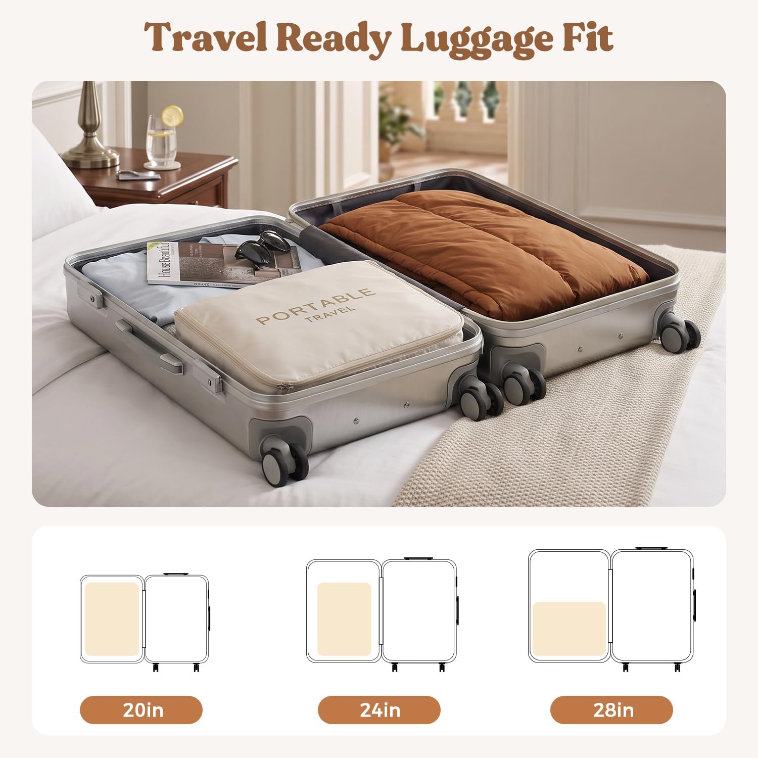 BAGAIL Portable Hanging Travel Closet Shelves, Packing Organizer for Luggage, Foldable Storage Bags for Closet, Dorm & RV