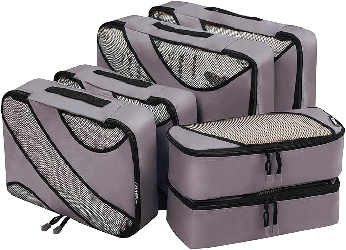 6 Set half mesh Packing Cubes -Various Sizes Travel Luggage Packing Organizers