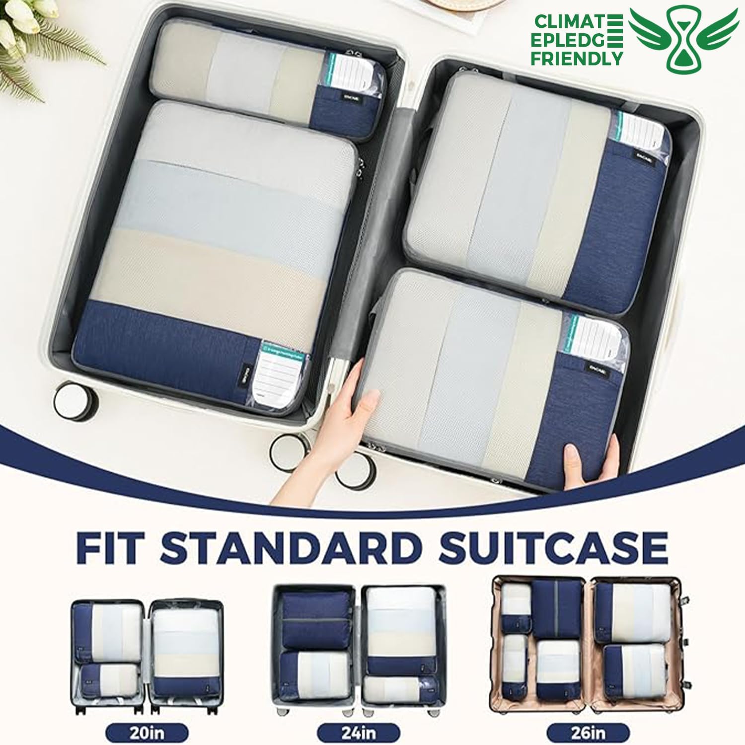 6 Set Label & Half Mesh Compression Packing Cubes with Packing List