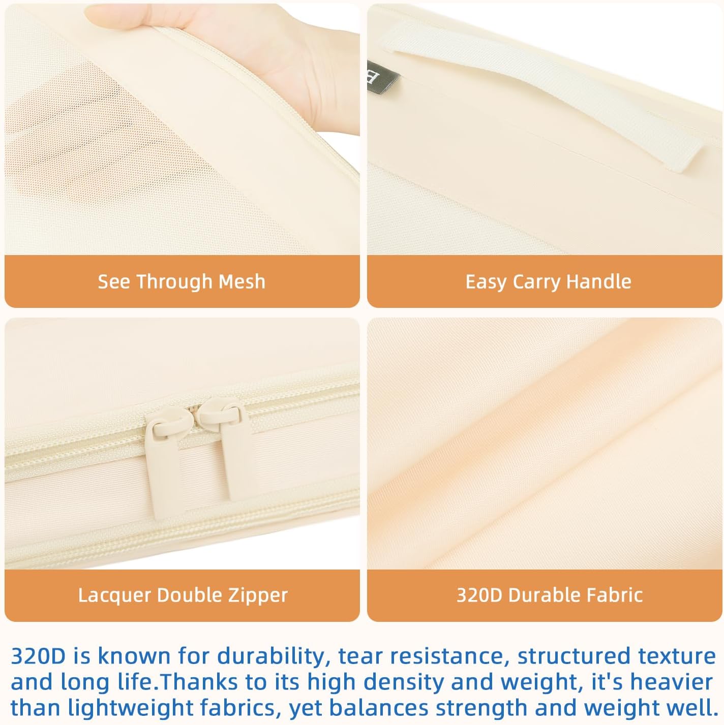 Square Mesh 6 Set Compression Packing Cubes Travel Accessories Expandable Packing Organizers 