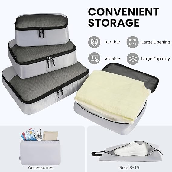 Half Mesh 8 Set Packing Cubes Luggage Packing Organizers for Travel Accessories