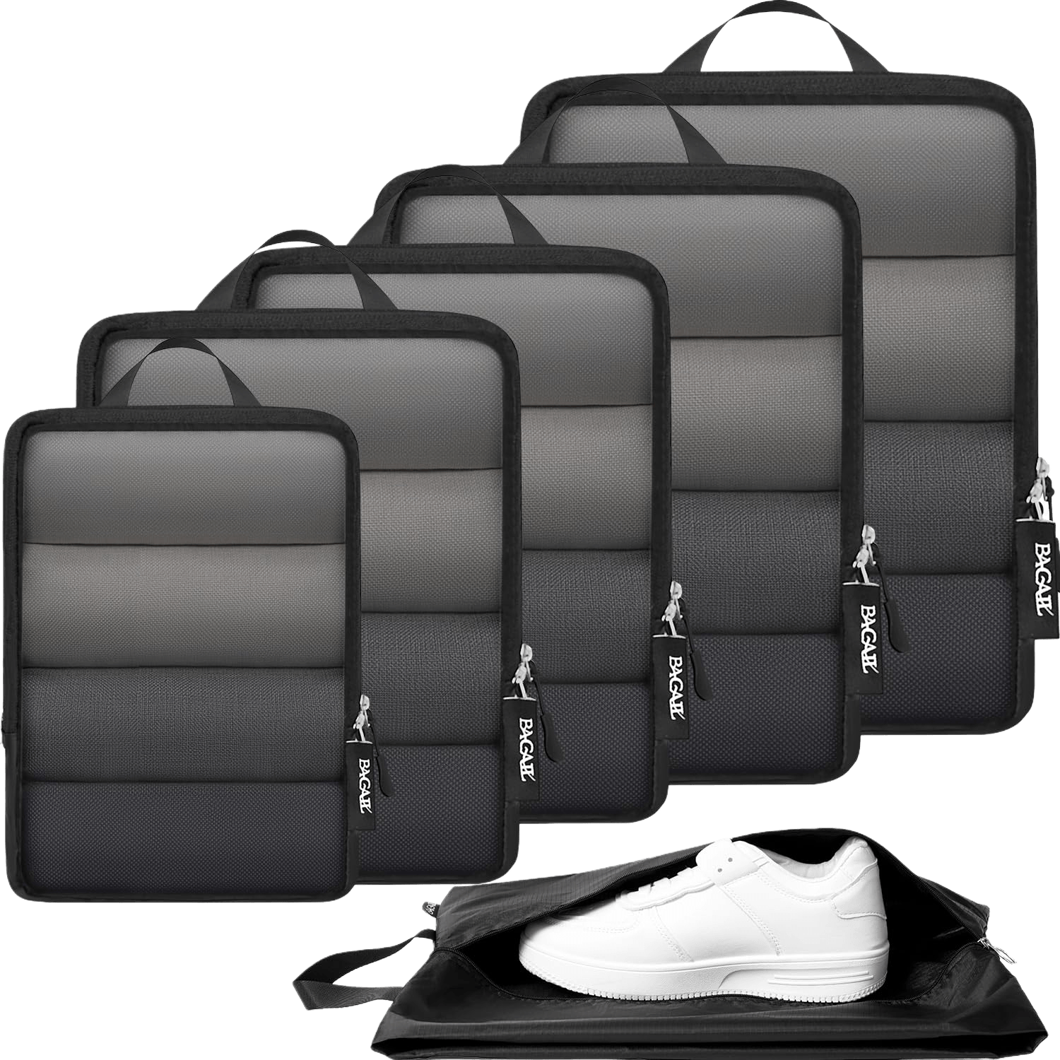 BAGAIL 6 Set Ultralight Compression Packing Cubes Packing Organizer for Travel Accessories Luggage Suitcase Backpack(70D FullMesh)