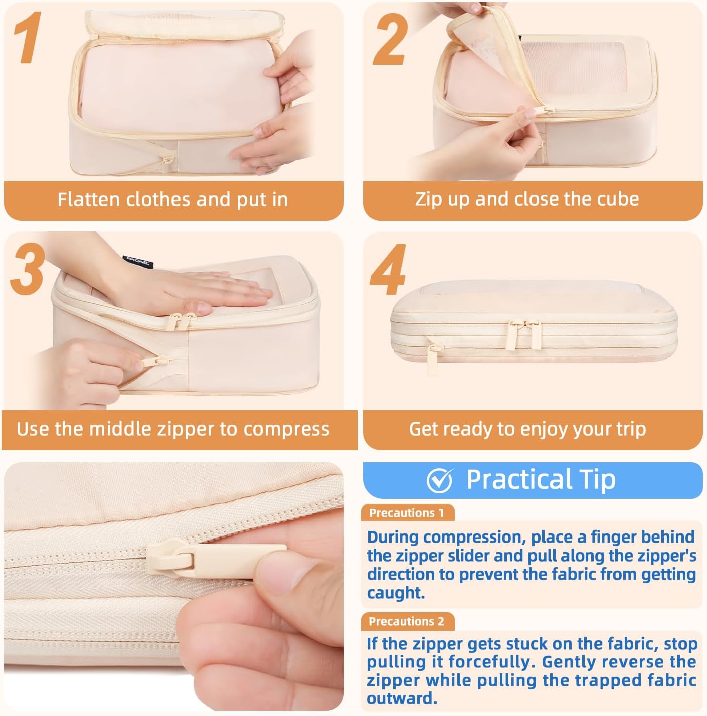 5 Set Square Mesh Compression Packing Cubes Travel Accessories Expandable Packing Organizers