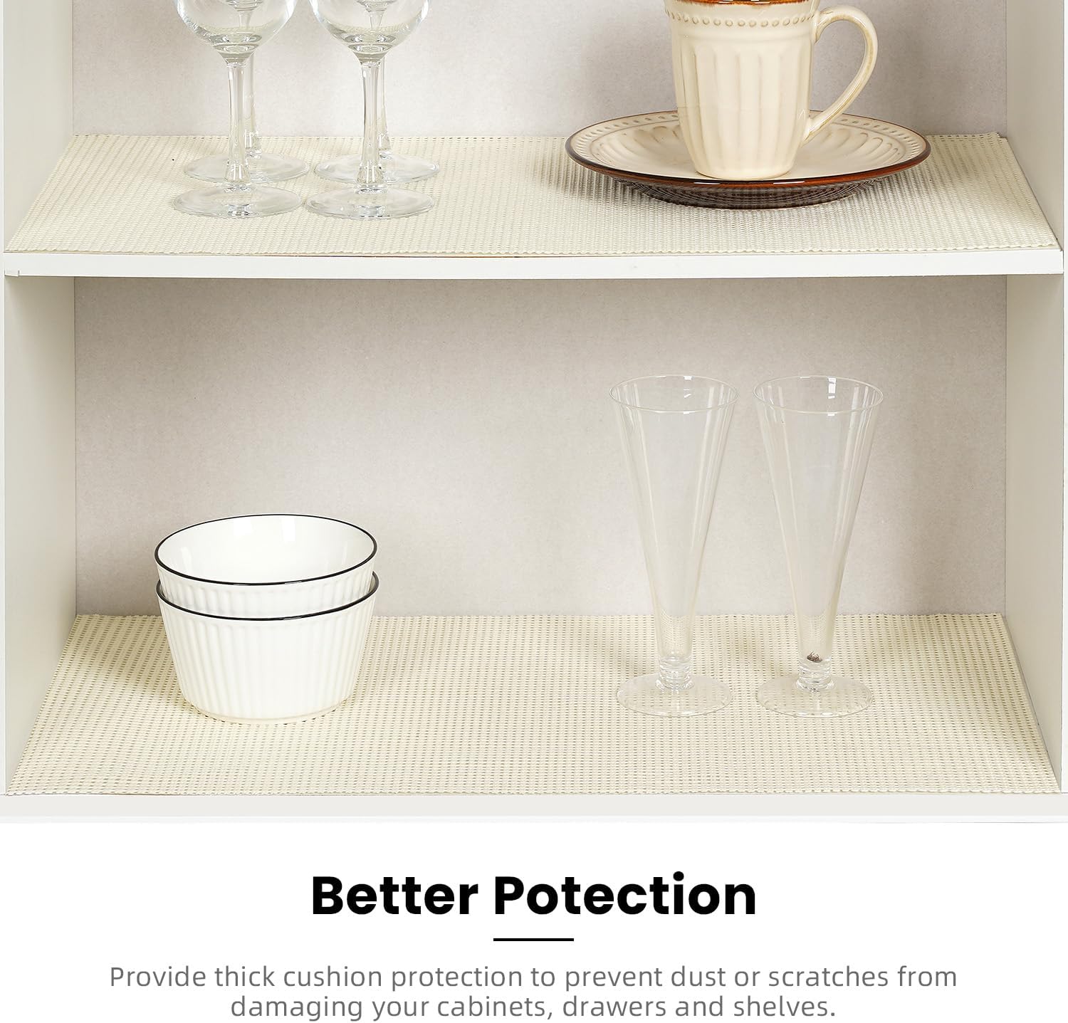 BAGAIL Drawer and Shelf Liner, 12 in X 10 Ft Non-Adhesive Shelf Liners for Kitchen Cabinets, Thick Strong Grip Liners for Desk, Shelves, Bathroom Drawers, Cabinet Protection - Black