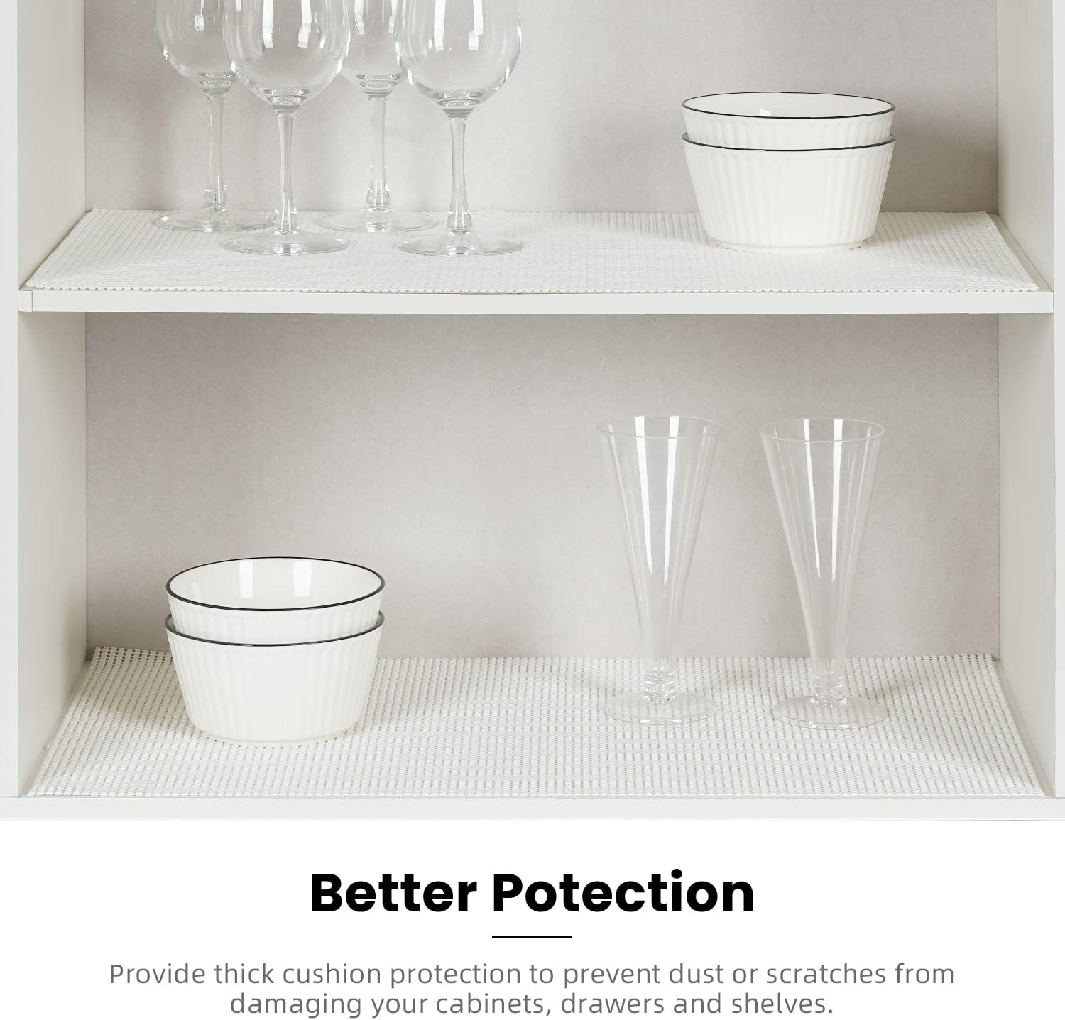 BAGAIL Drawer and Shelf Liner, 12 in X 10 Ft Non-Adhesive Shelf Liners for Kitchen Cabinets, Thick Strong Grip Liners for Desk, Shelves, Bathroom Drawers, Cabinet Protection - Black