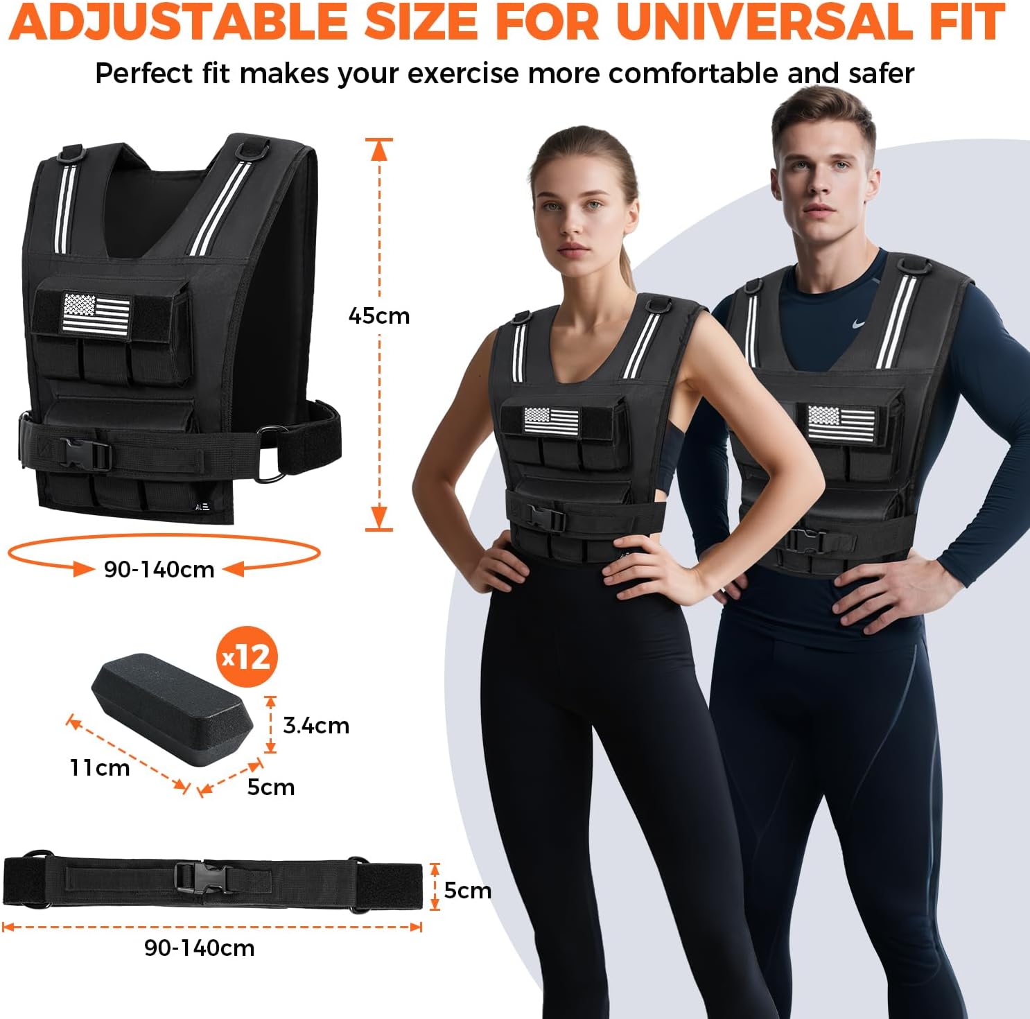 BAGAIL Weighted Vest Men, 20lb/30lb/40lb Adjustable Weight Vest for Woman with Removable Iron Weights, Women’s Rucking Vest for Walking, Workout, Running, Strength Training