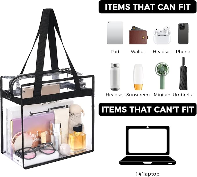 Clear Tote bags,Stadium Approved ,Crossbody Messenger Shoulder Bag with Adjustable Strap