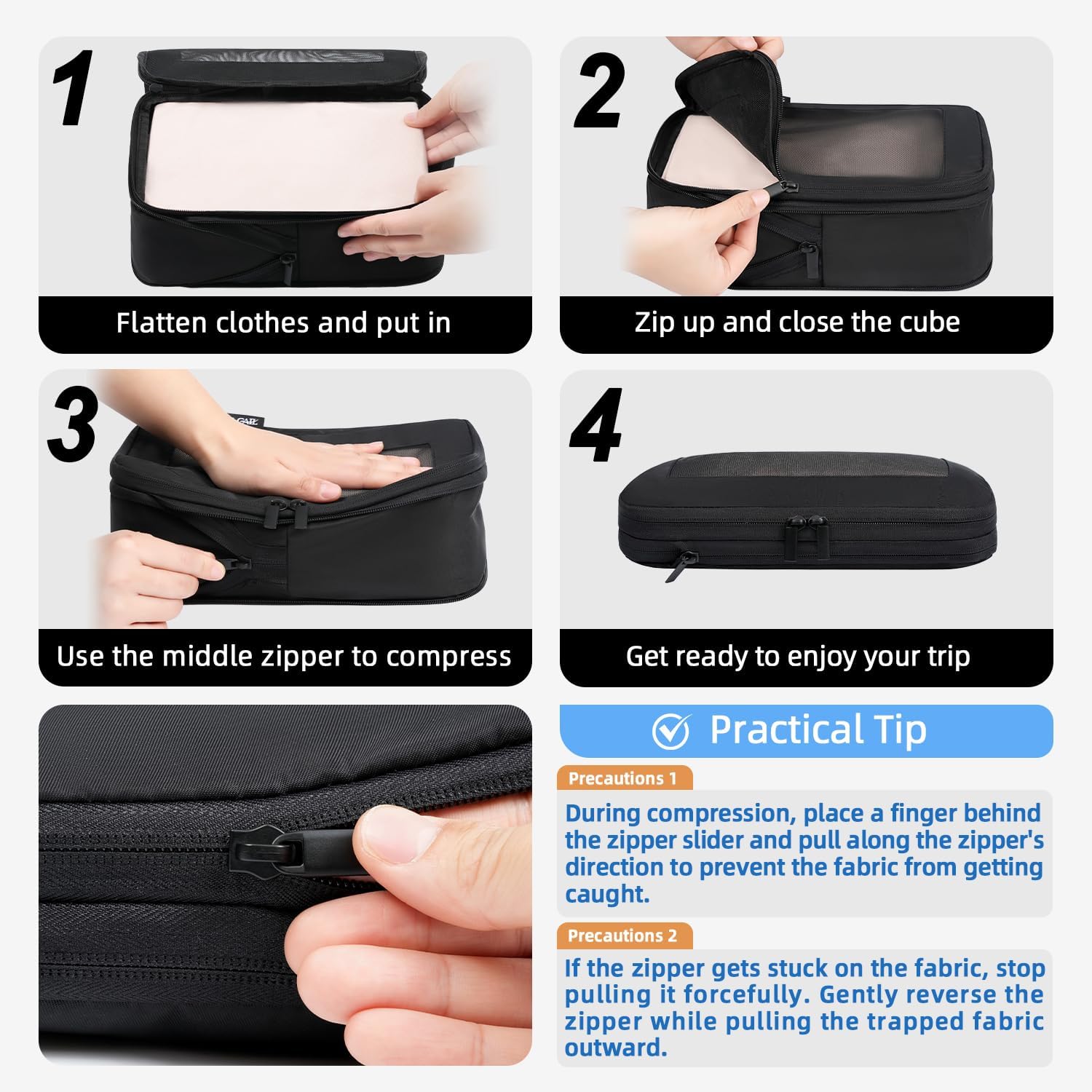 5 Set Square Mesh Compression Packing Cubes Travel Accessories Expandable Packing Organizers